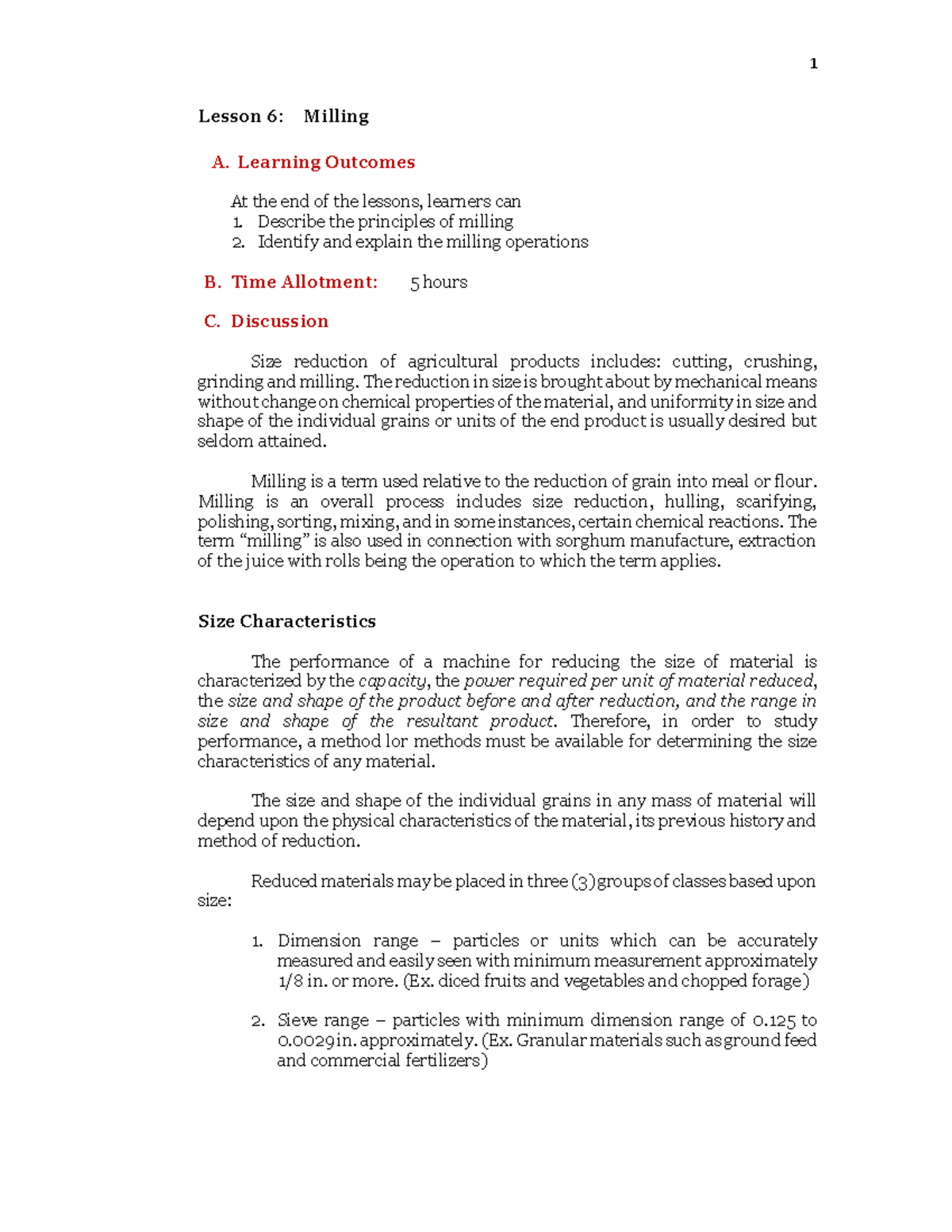 Chapter 6: Milling Processes and Equipment Overview - Studocu