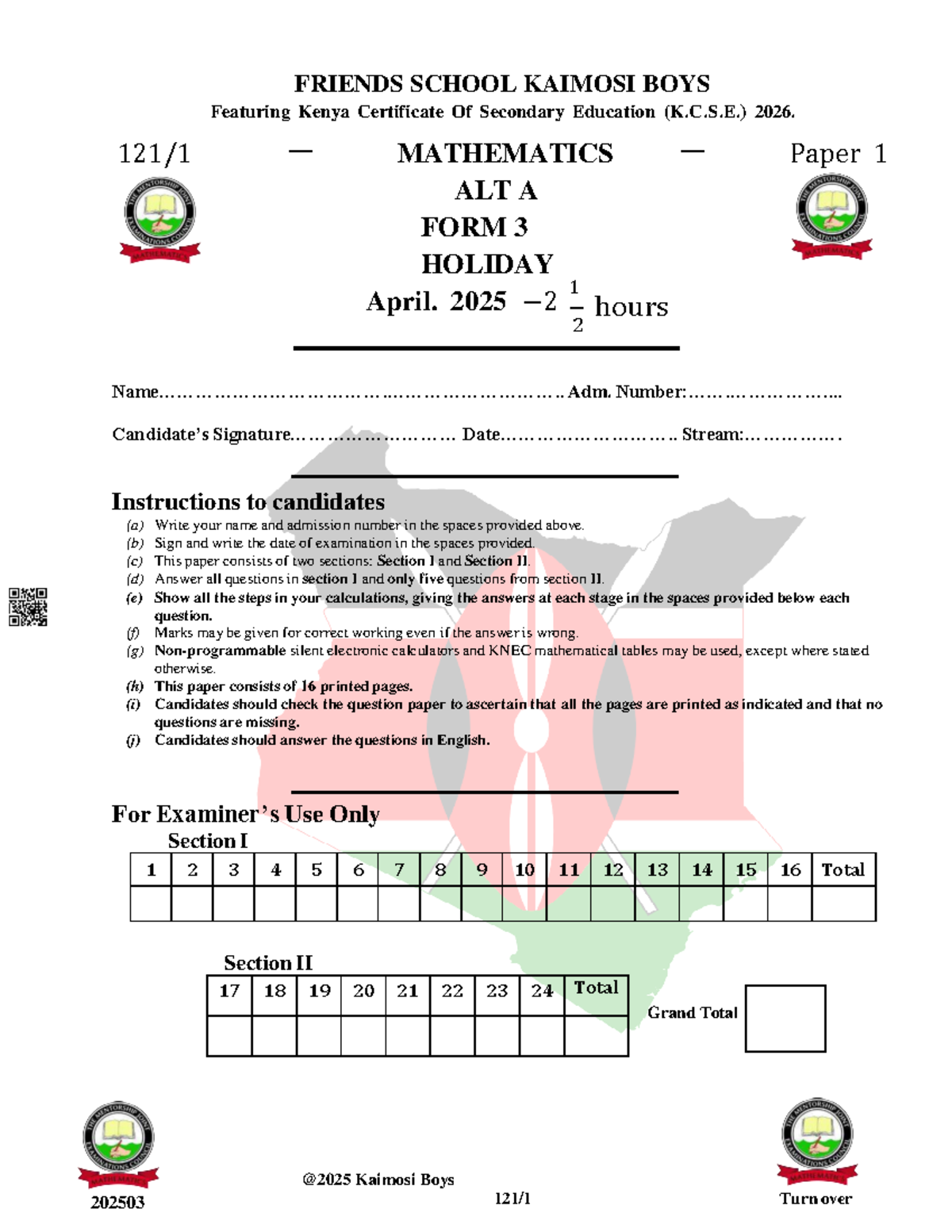 Set Mathematics Question Paper