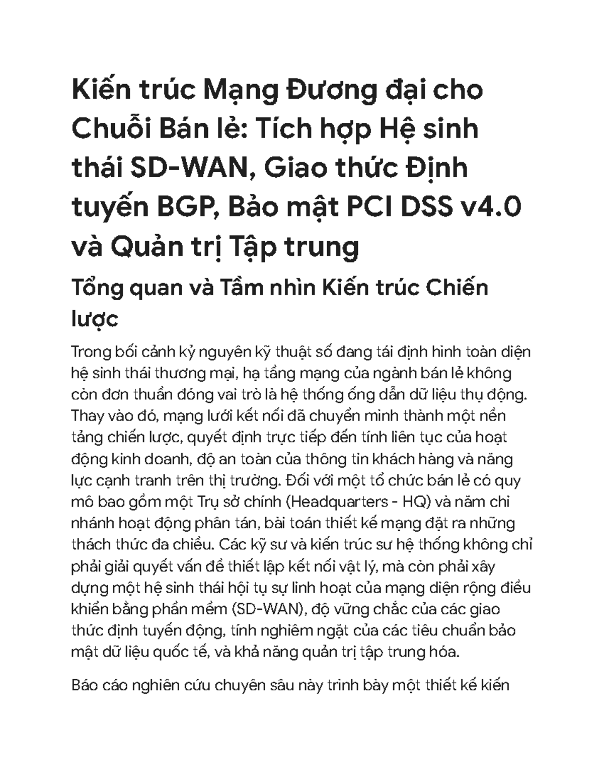 Thiết Kế Mạng Đương Đại cho Chuỗi Bán Lẻ: BGP, PCI DSS v4.0 và Quản Trị ...