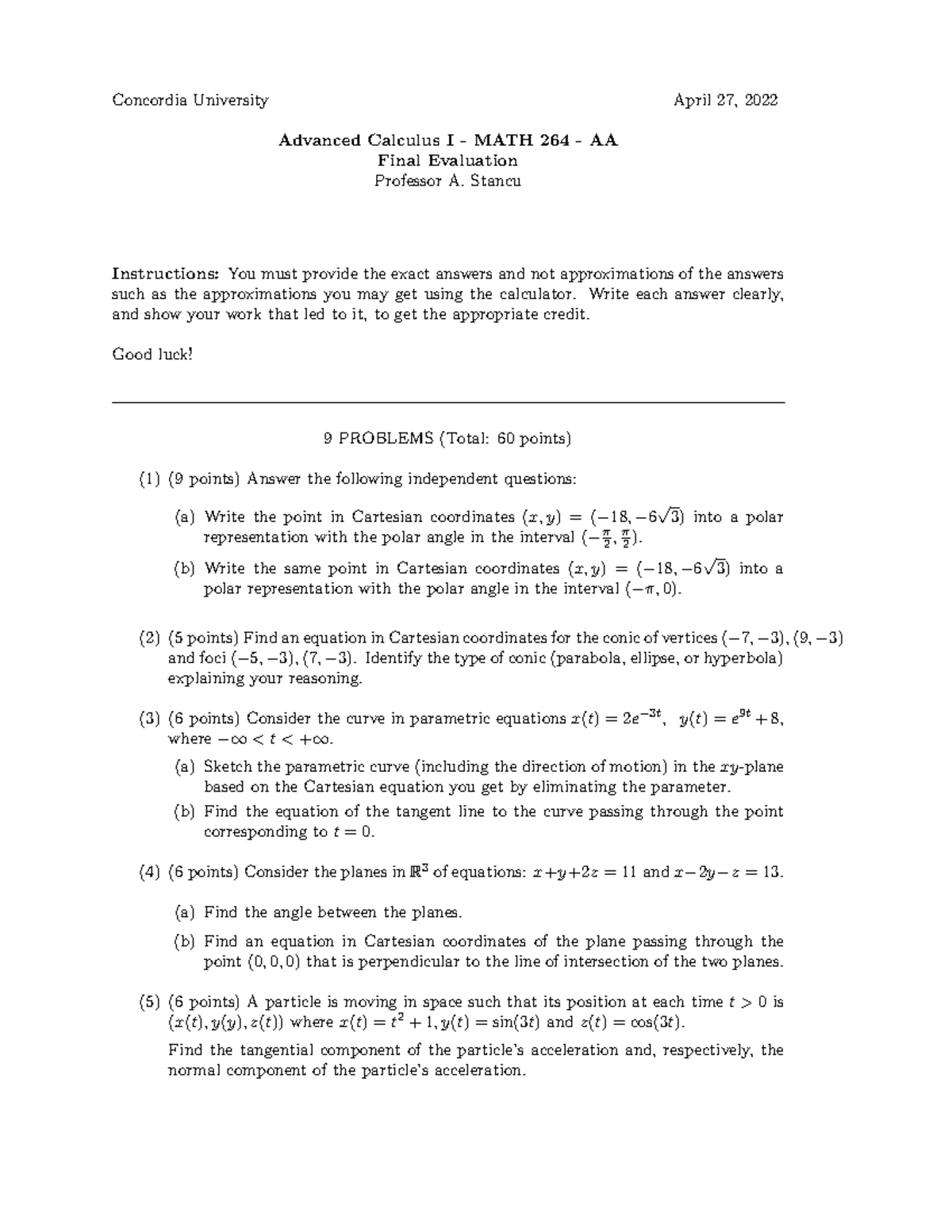 Midterm Exam W24 - MATH 264: Detailed Instructions & Questions - Studocu