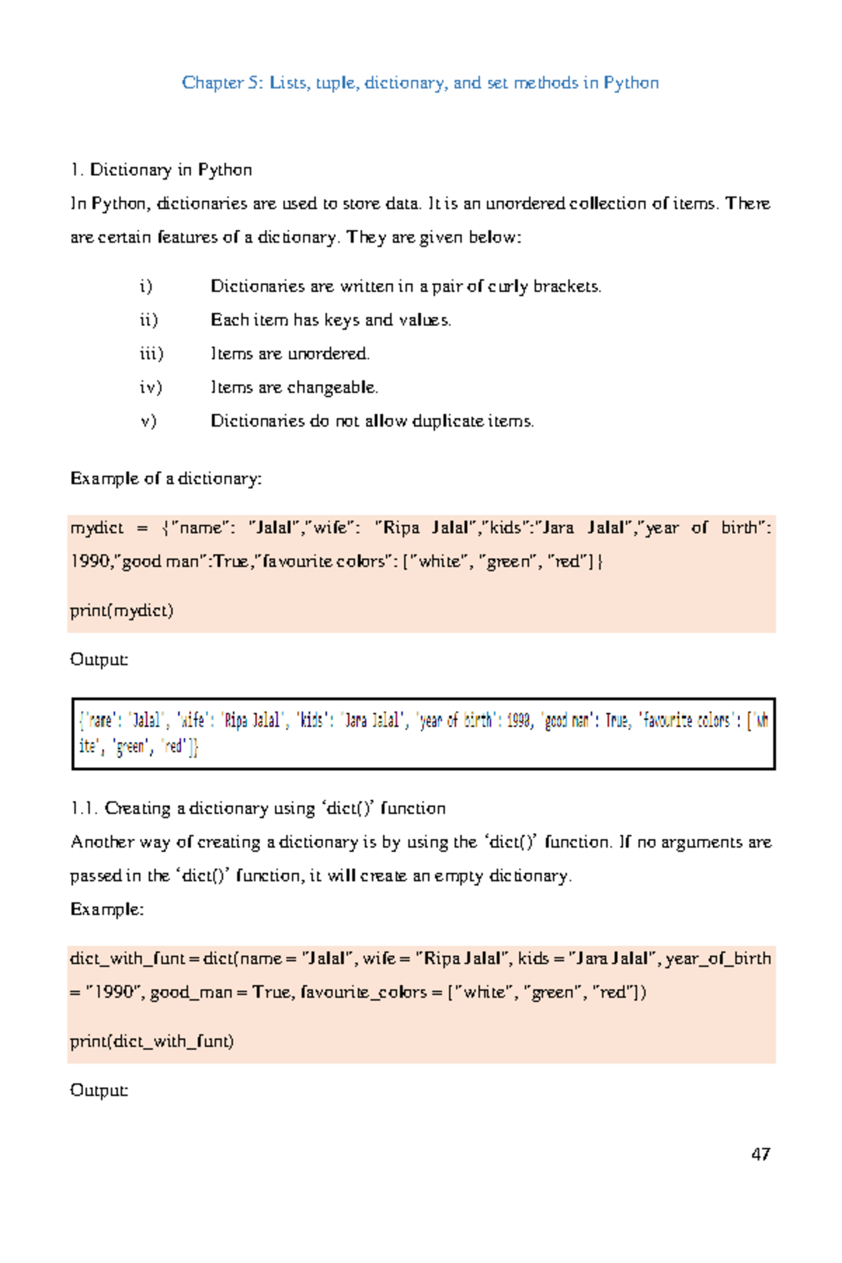 Chapter 5: Python Data Structures - Lists, Tuples, Dicts & Sets - Studocu