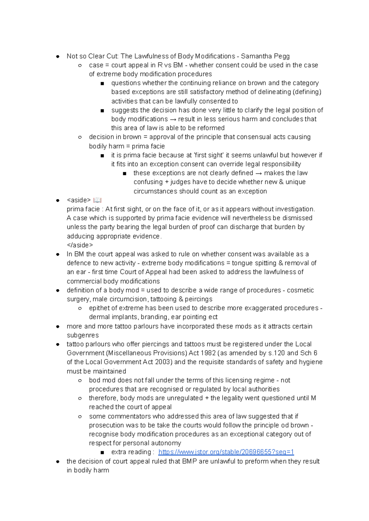 R vs BM: Legal Analysis of Body Modifications & Consent Issues - Studocu