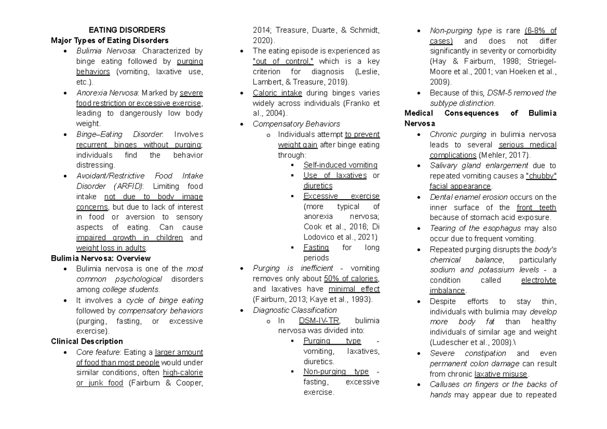 Abpsych QUIZ Reviewer: Eating and Sleep-Wake Disorders Overview - Studocu
