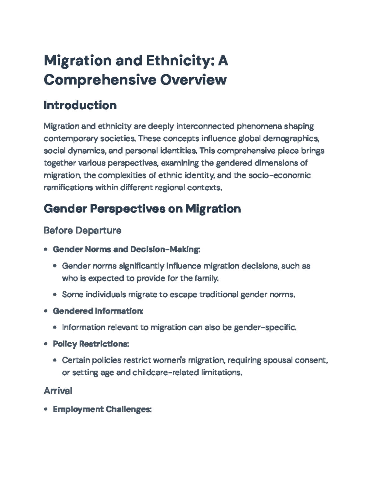 Migration and Ethnicity: Gendered Perspectives and Societal Impact ...