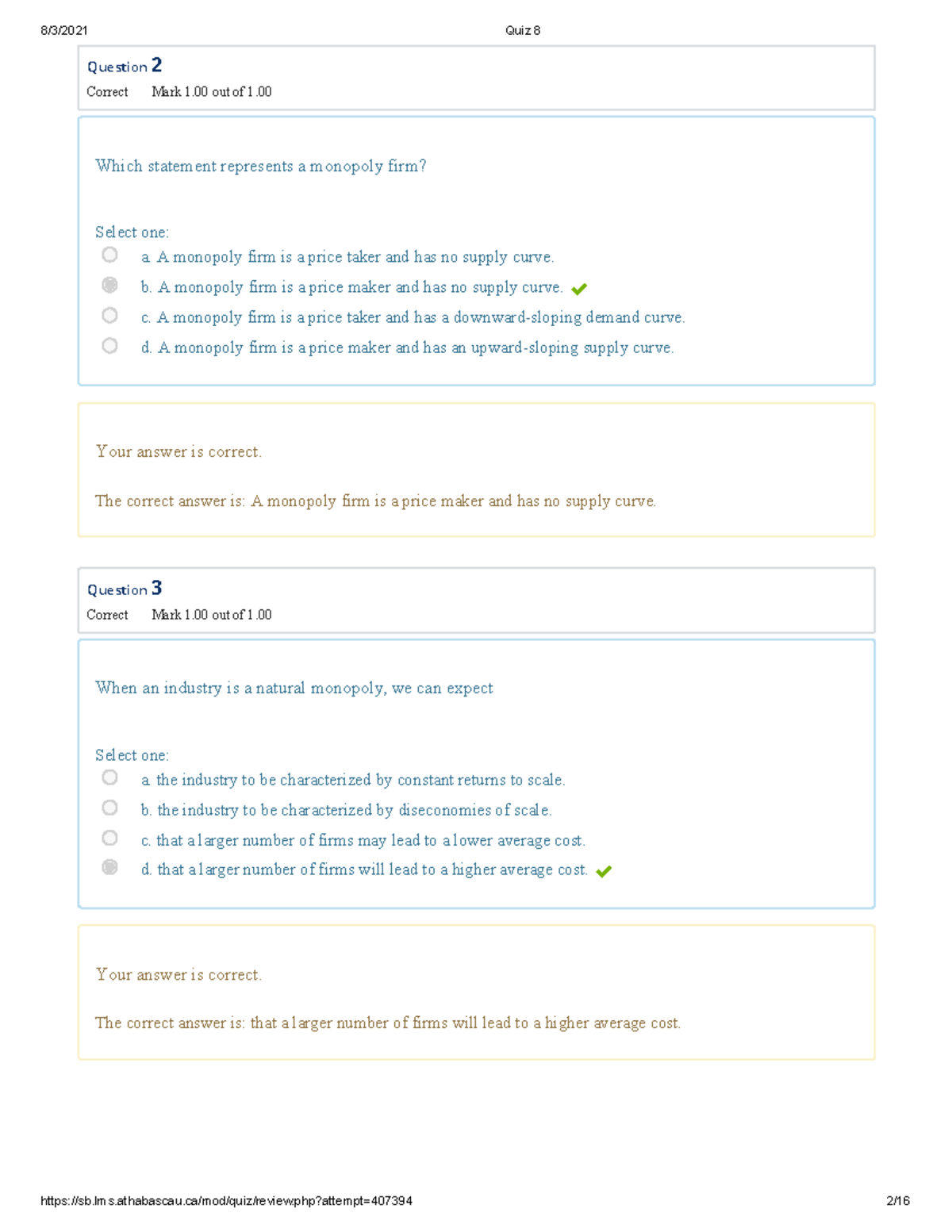 Quiz 8 ve4rsion 11 - Question 2 Correct Mark 1 out of 1. Which ...
