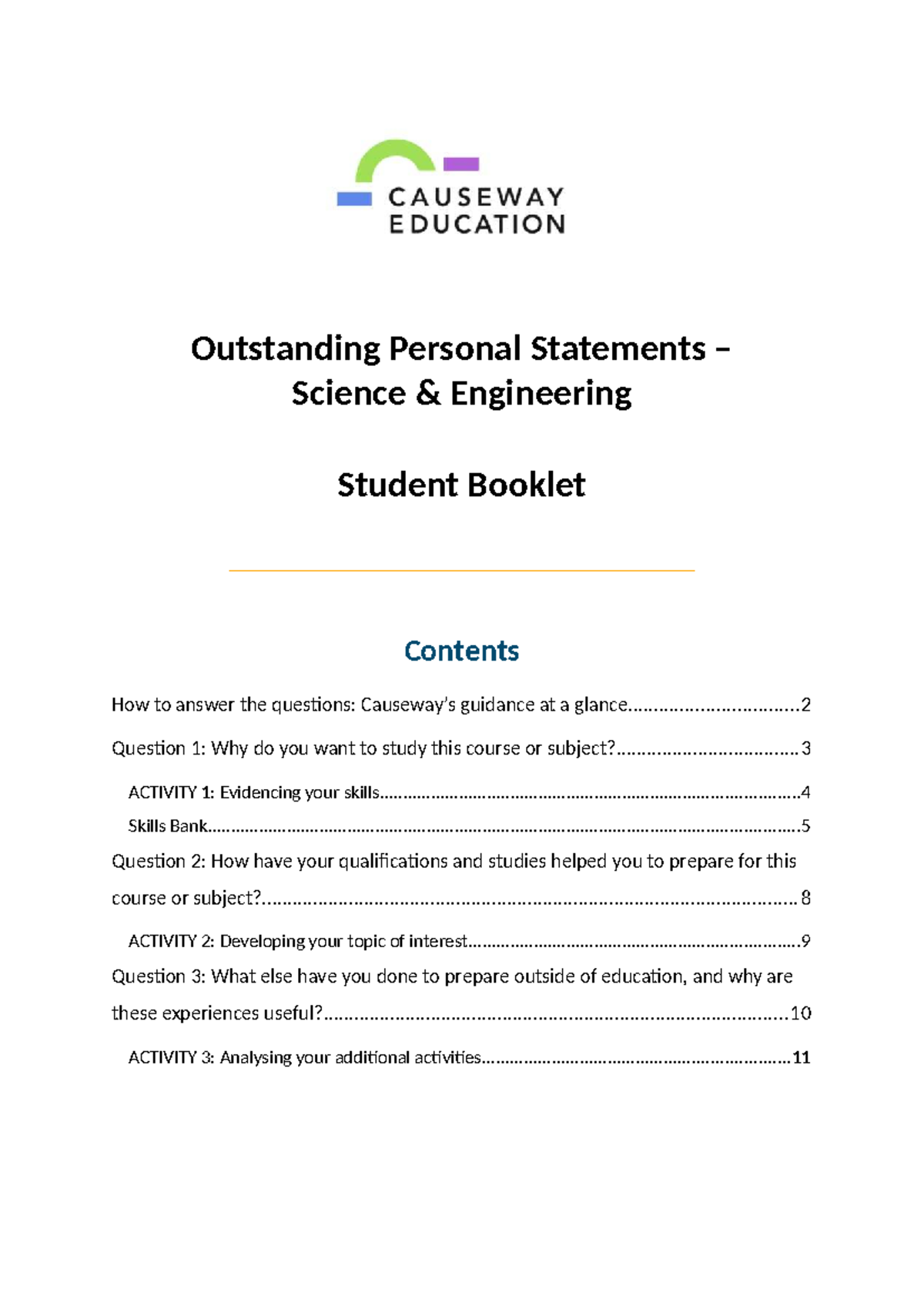 Student Personal Statement Guide 2025 - Science & Engineering - Studocu
