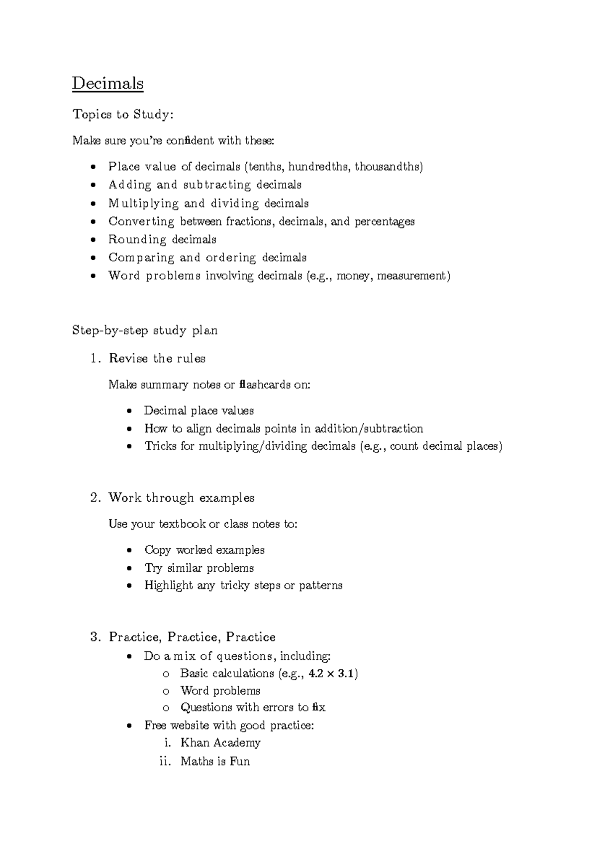 Decimals Study Guide: Key Topics & Practice Strategies for Mastery ...