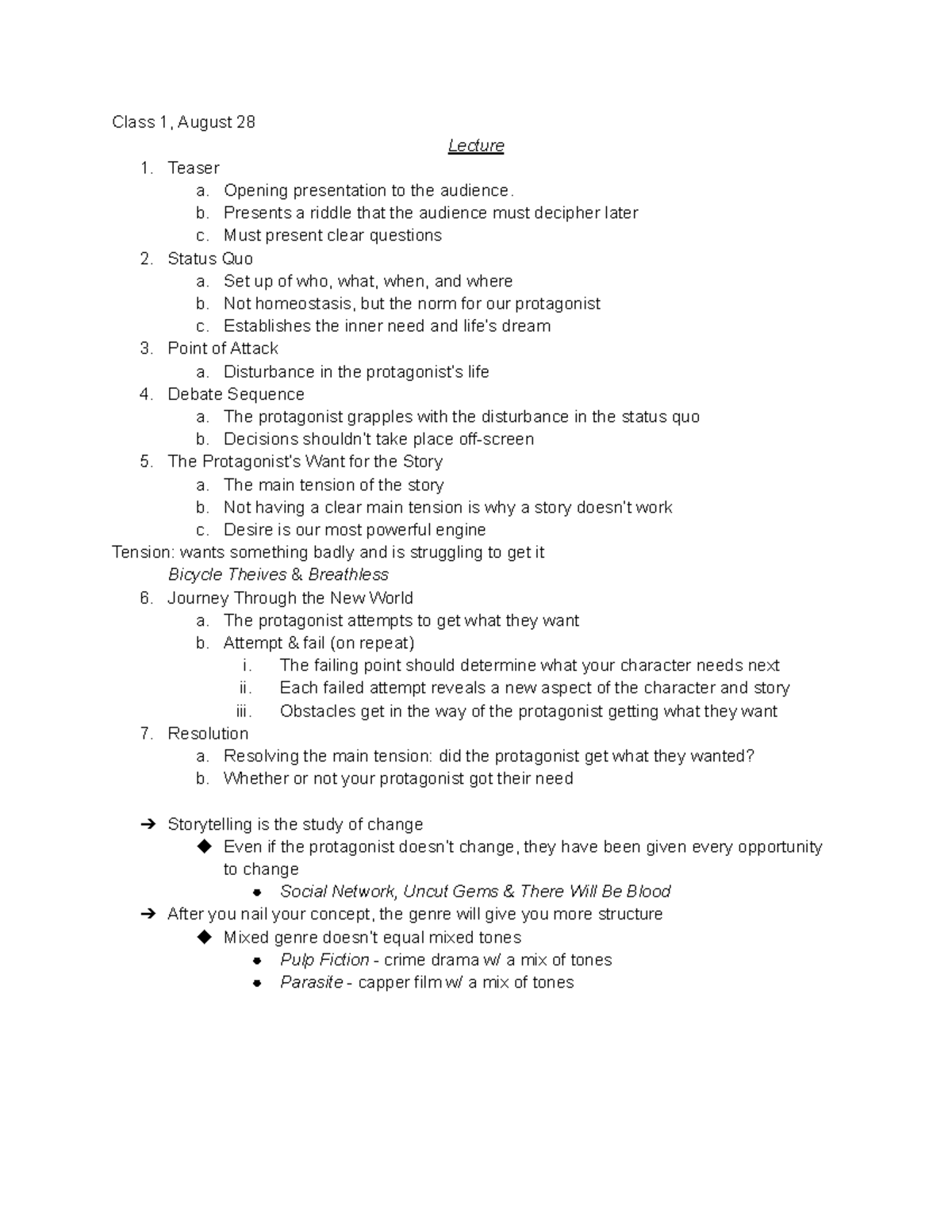CTWR 416 - Lecture Notes on Storytelling Principles and Examples - Studocu