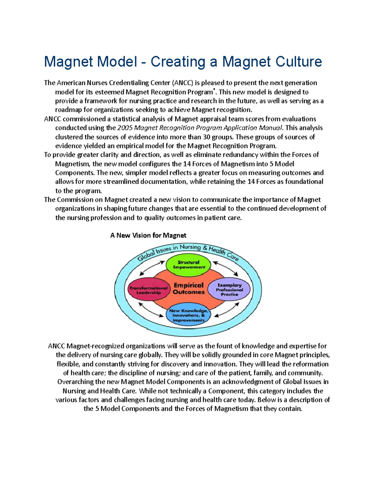 Magnet Model Framework - Exam 1 Overview and Future Directions - Studocu