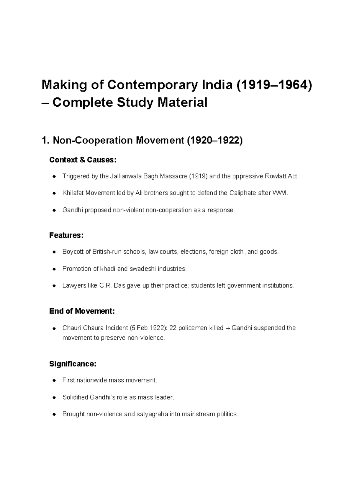IDC History Study Material: Contemporary India Movements and ...