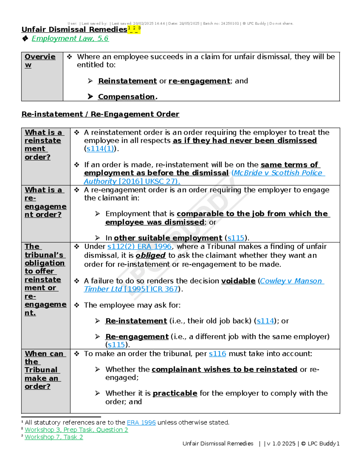 LPC 2025: Unfair Dismissal Remedies Overview and Compensation Details ...