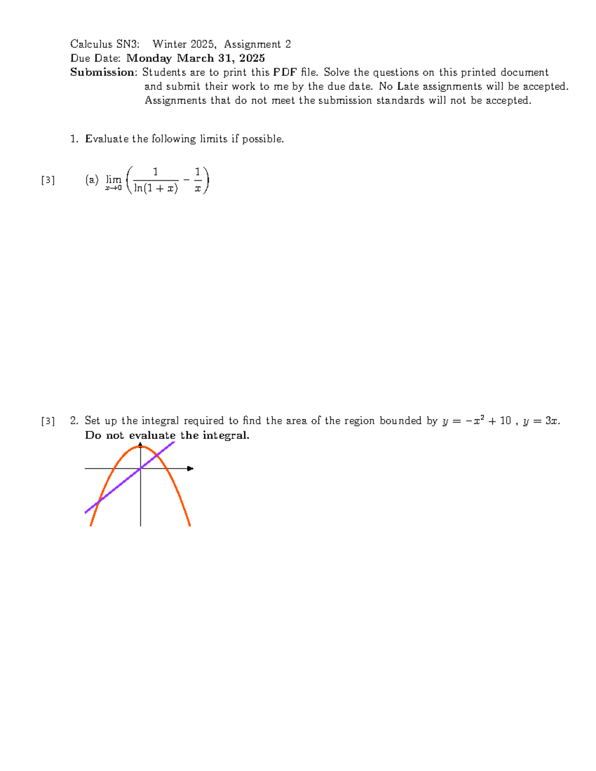 Calculus SN3: Winter 2025, Assignment 2B - Key Concepts & Problems ...