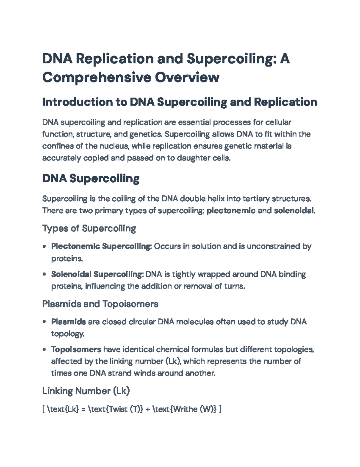 DNA Replication and Supercoiling: A Comprehensive Overview - DNA ...