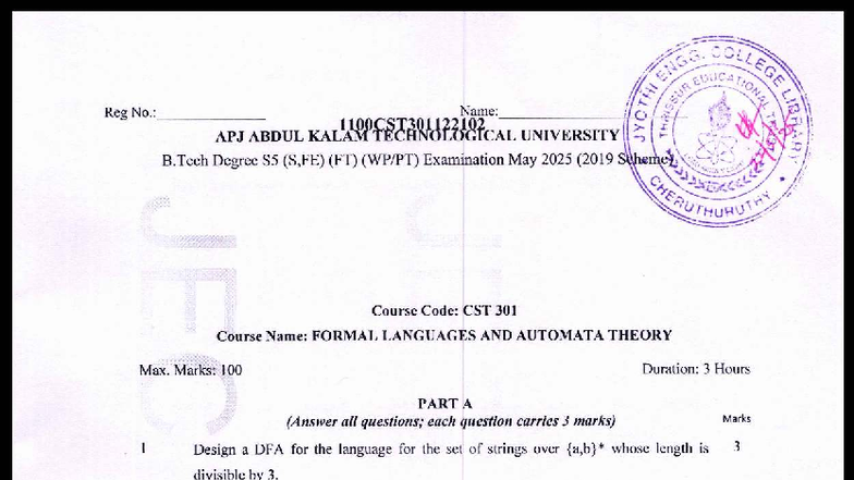 CST 301 Final Exam Notes: Formal Languages & Automata Theory, May 2025 ...