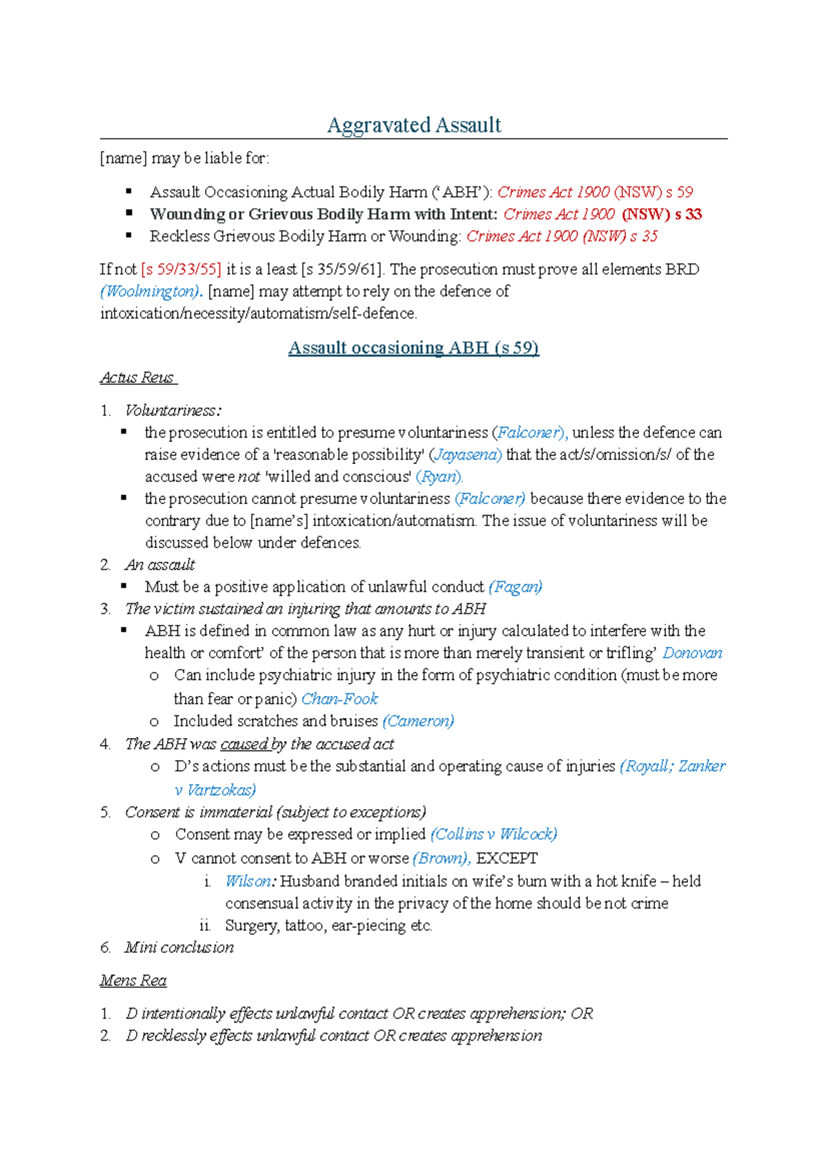 Aggravated Assault Exam Scaffold: Key Legal Principles & Defenses - Studocu