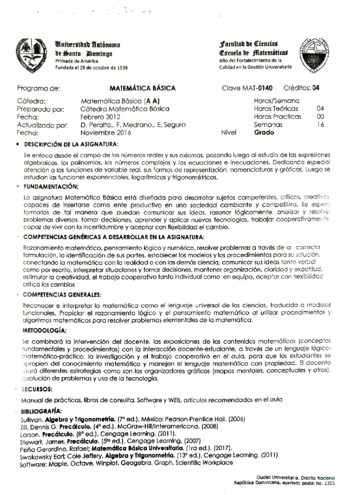 Actualización del Programa MAT-014 para el Curso 2023 - Studocu