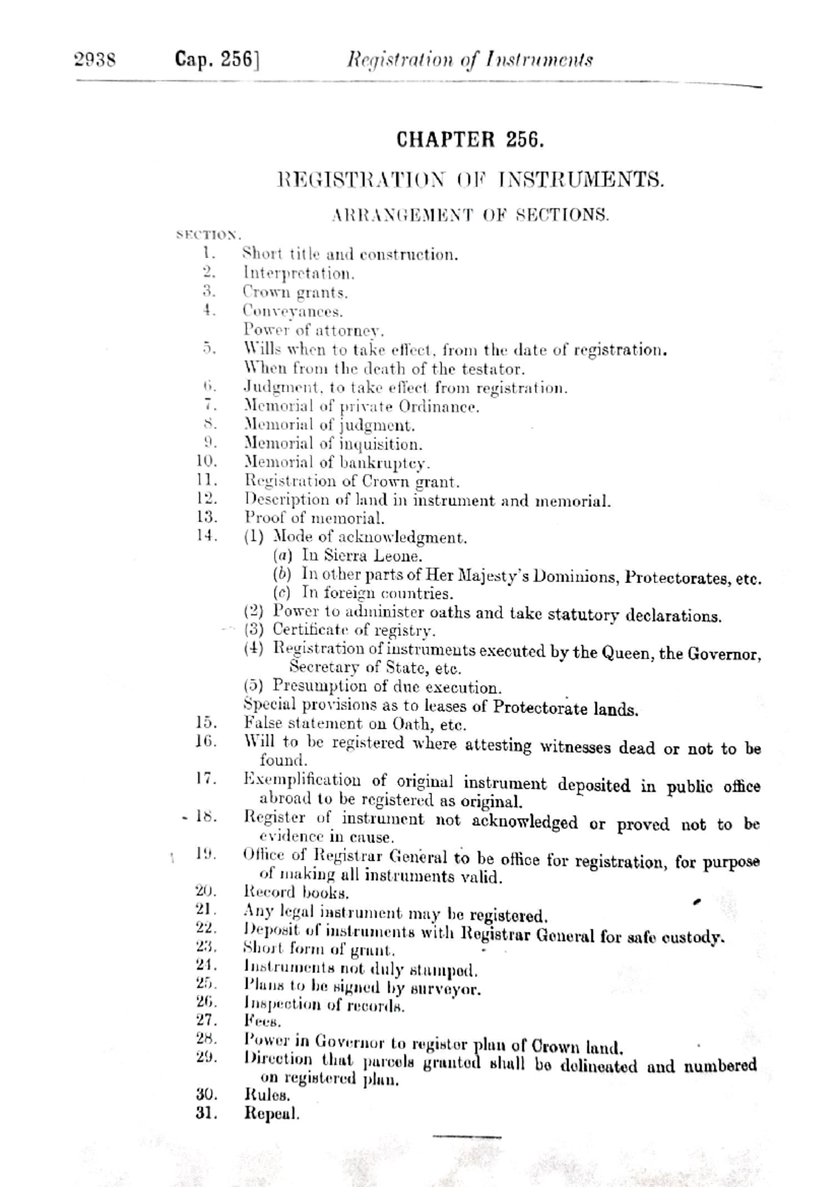 Cap 256 - Overview of Land Registration Legislation and Instruments ...