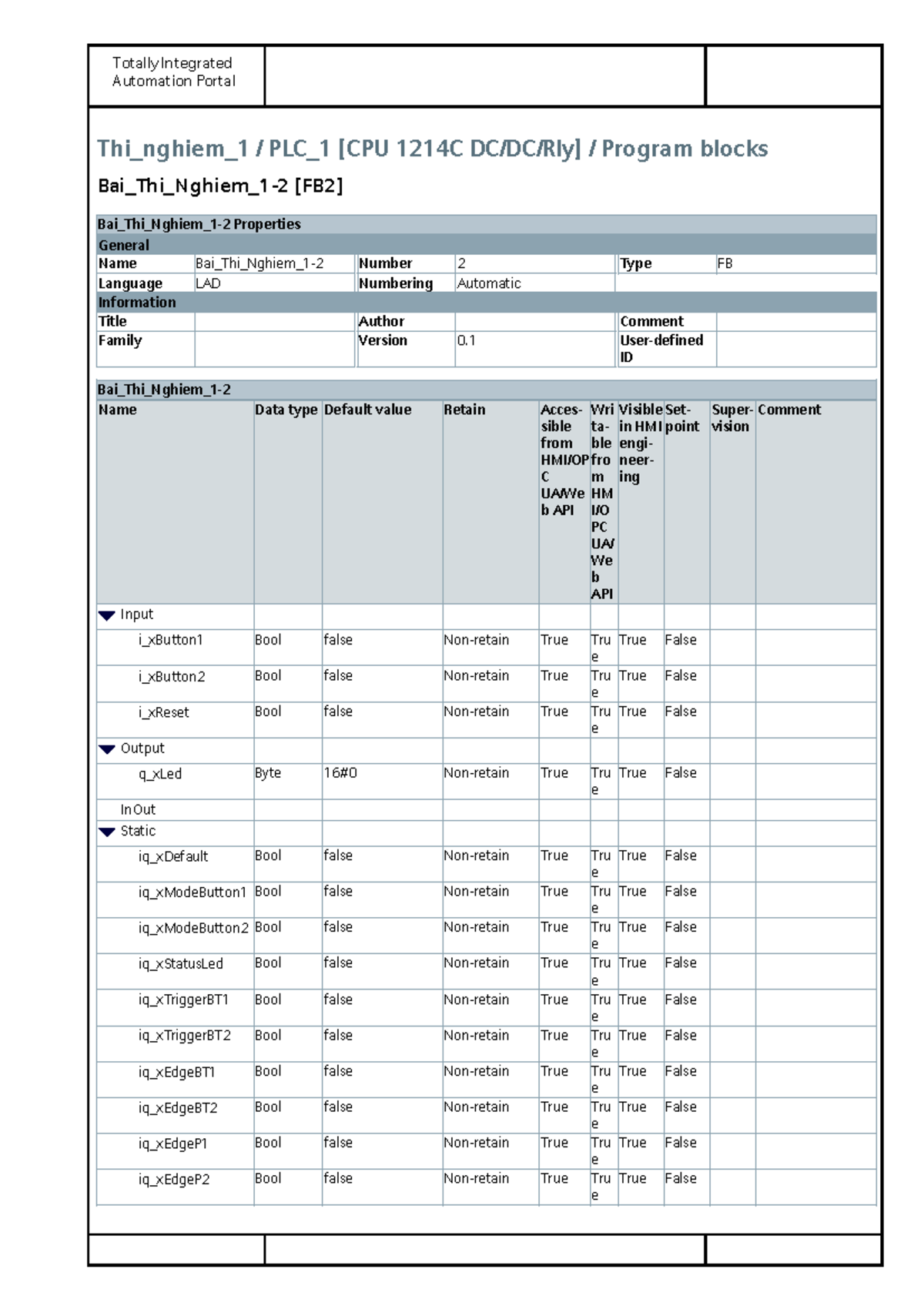 Totally Integrated Automation Portal: PLC_1 Program Blocks Overview ...