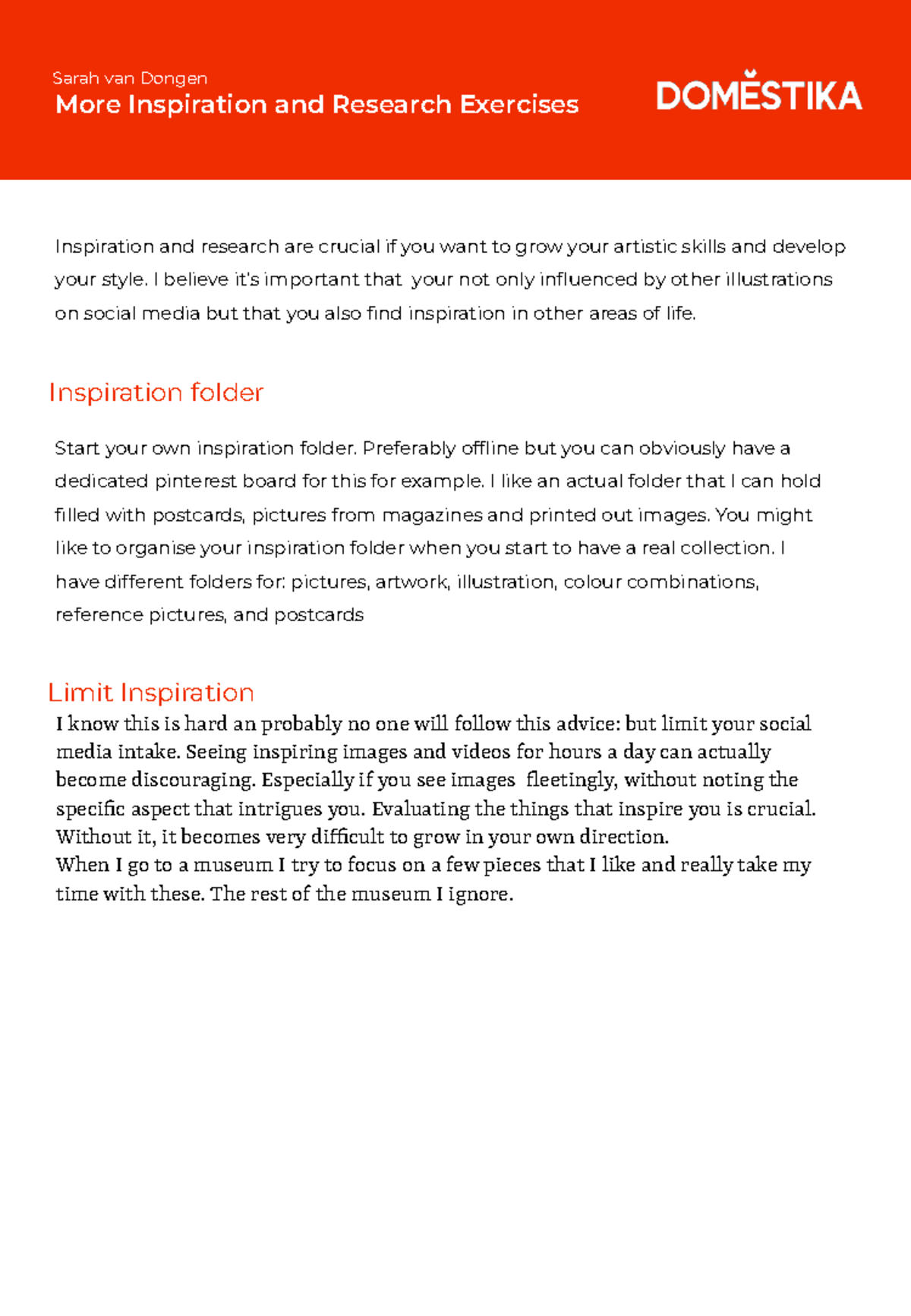 U3 02 Artistic Growth: Inspiration & Research Exercises - Studocu