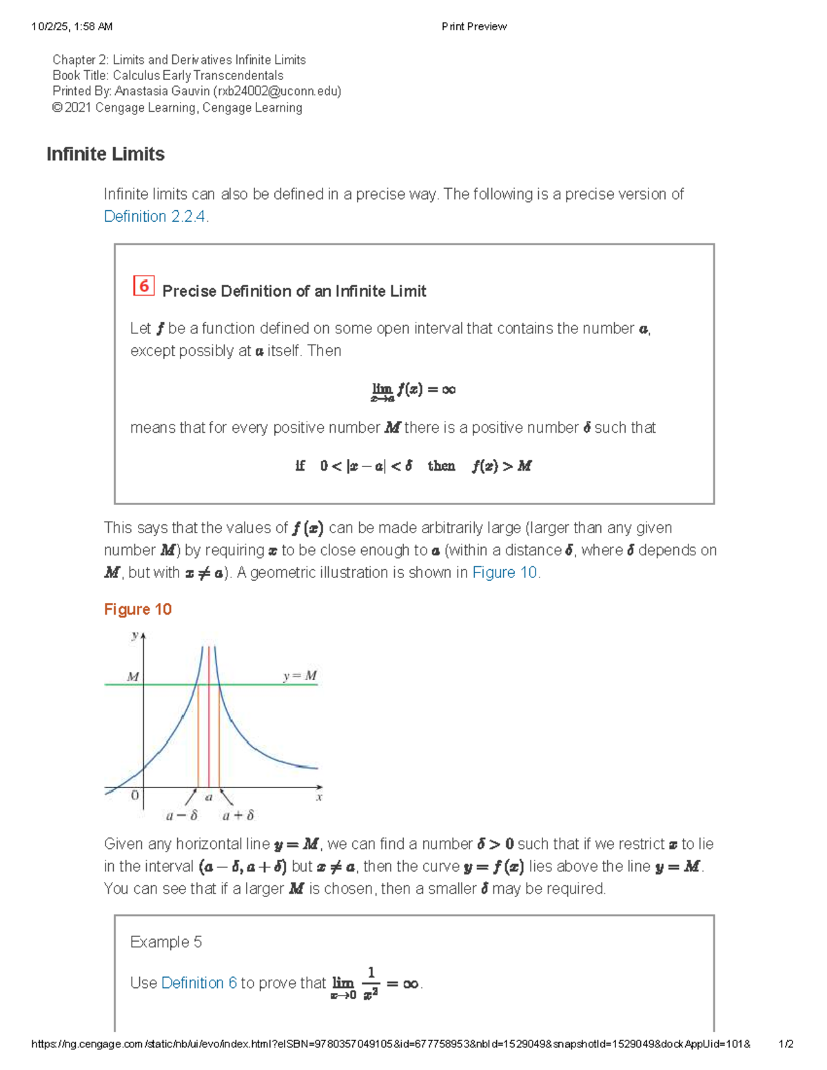 Chapter 2: Infinite Limits & Derivatives - Calculus Early ...