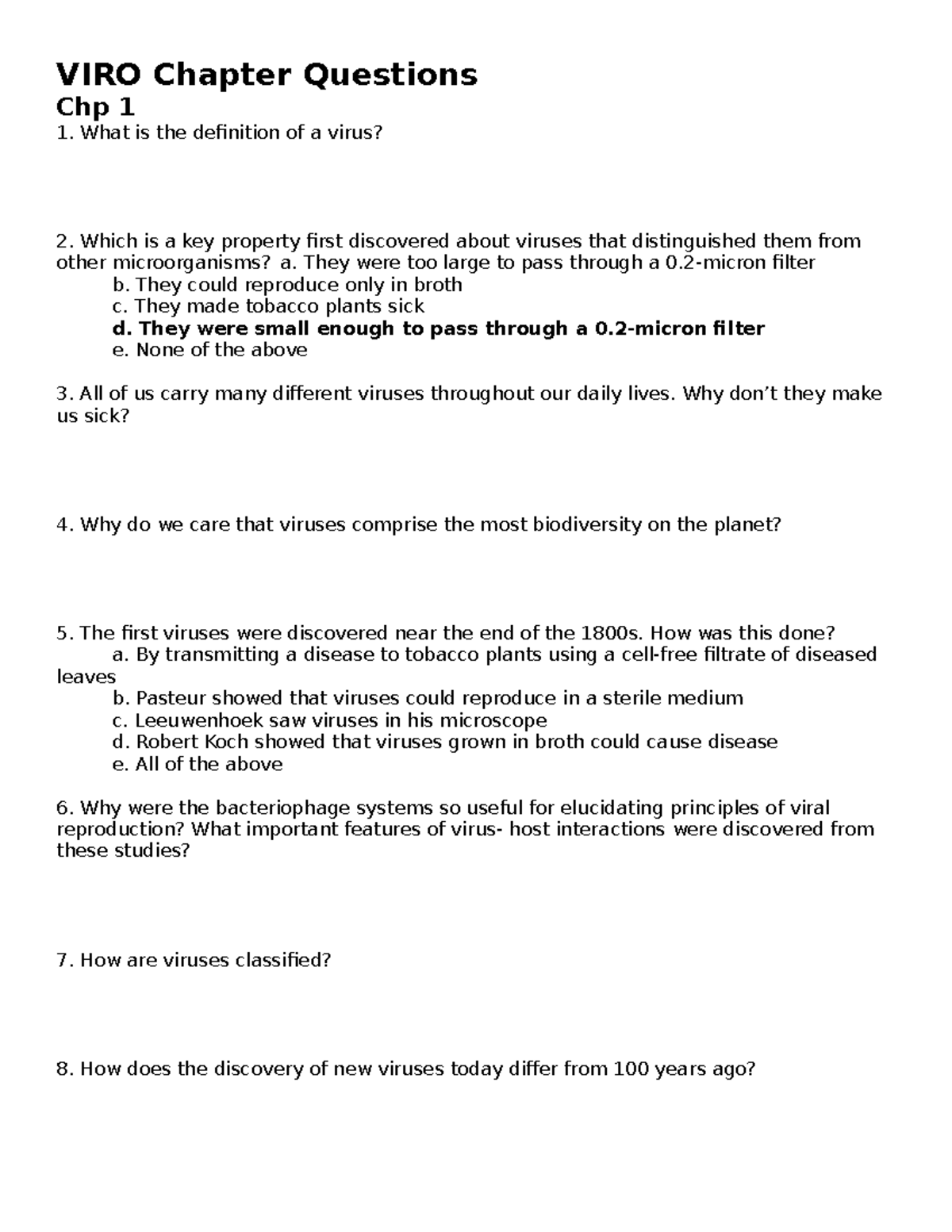 VIRO Ch. 1-4 Study Questions: Explore Viruses and Their Classifications ...