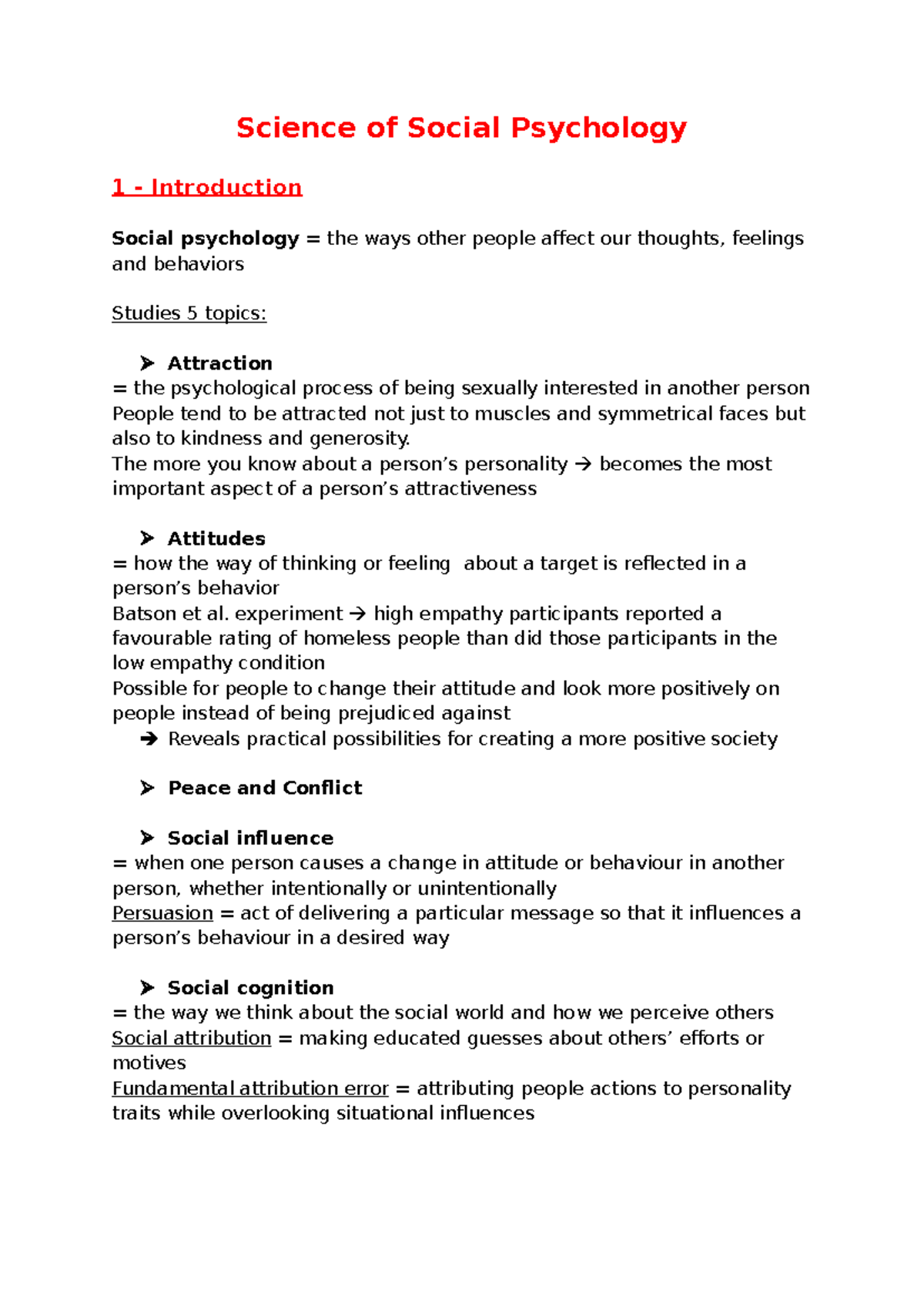 Summary of Social Psychology: Goals in Interaction (PSY 101