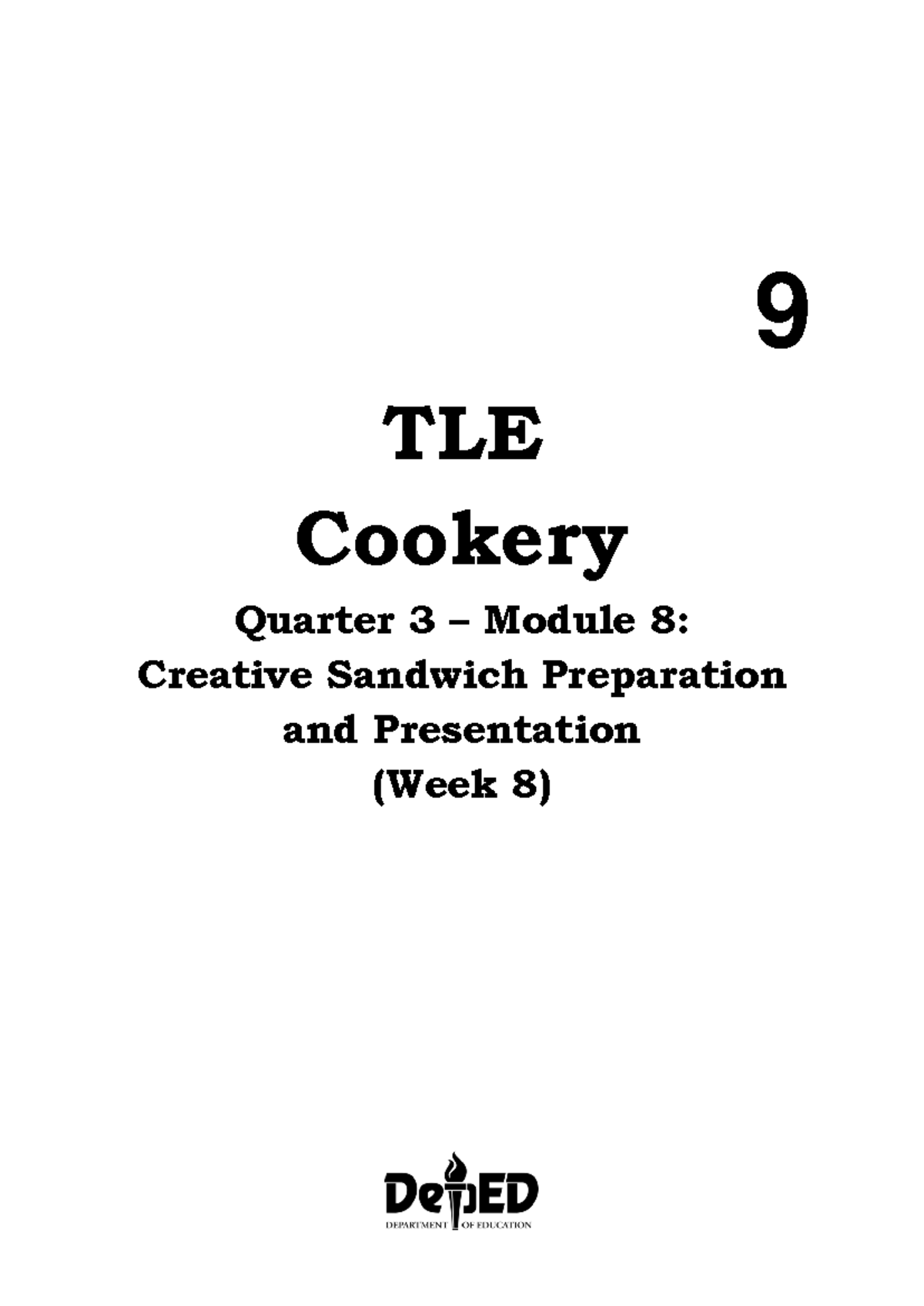 TLE Cookery 9 Q3 Module 8: Hygienic Sandwich Prep & Presentation - Studocu