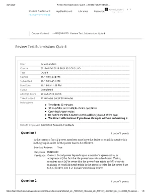 Review Test Submission Quiz 3 – 2019 40 Fall 2019 BUSI - Course Content ...