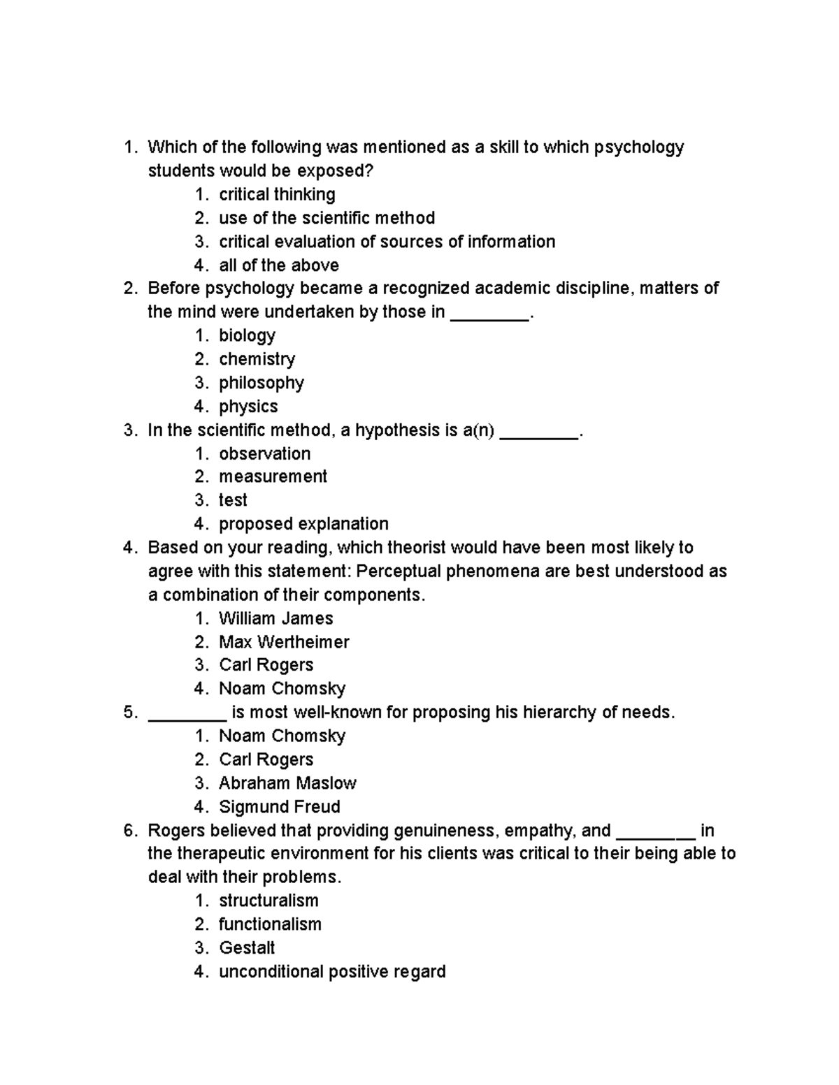 Psych 101 Chapter 1 Review Qs - Key Concepts & Applications - Studocu