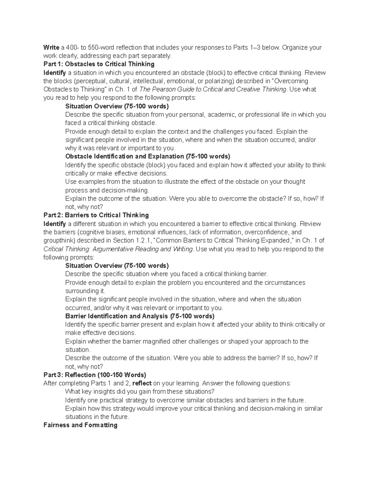 Reflection on Obstacles and Barriers to Critical Thinking - Studocu