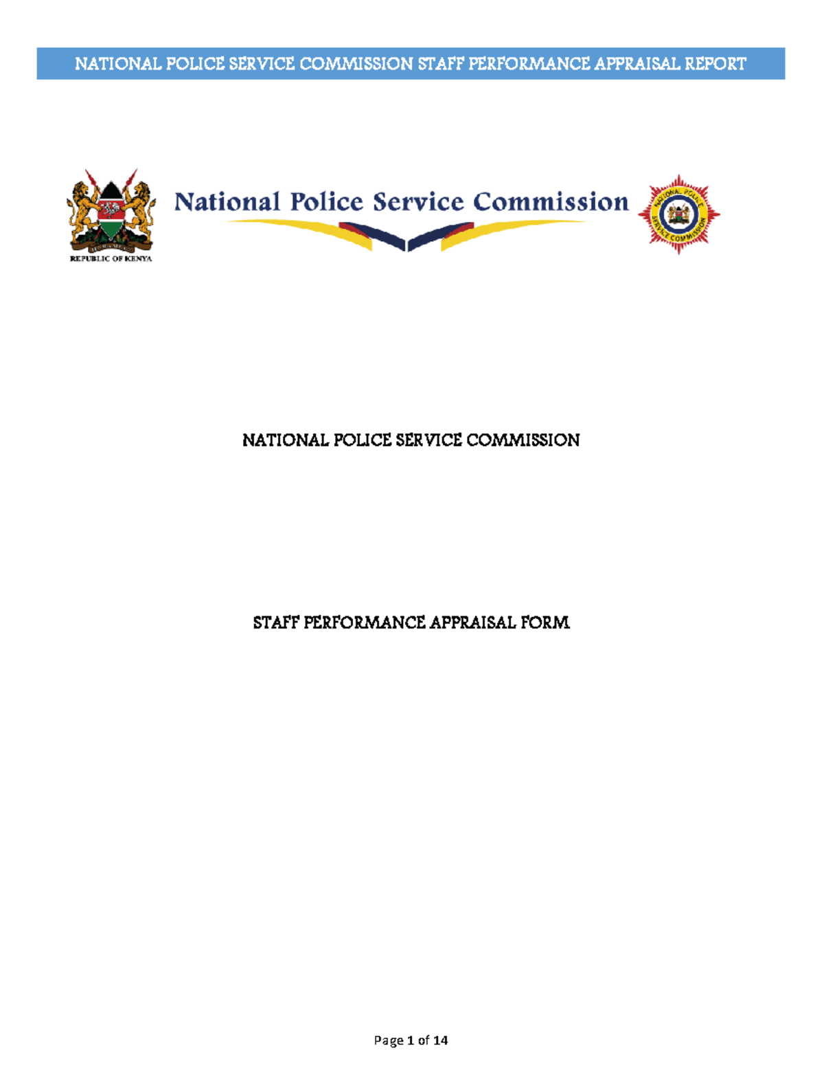 NPSC Staff Performance Appraisal Report Guidelines and Template - Studocu