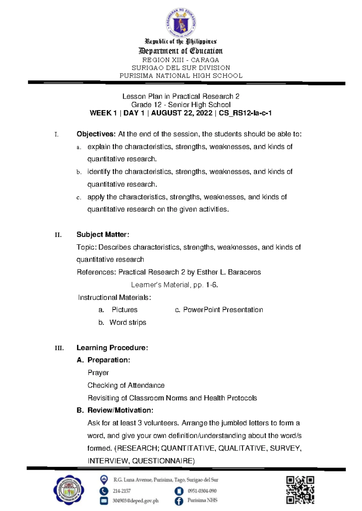 LAS 1. Analogy_1st Quarter Grade 7 - I. INTRODUCTORY CONCEPT What is an ...
