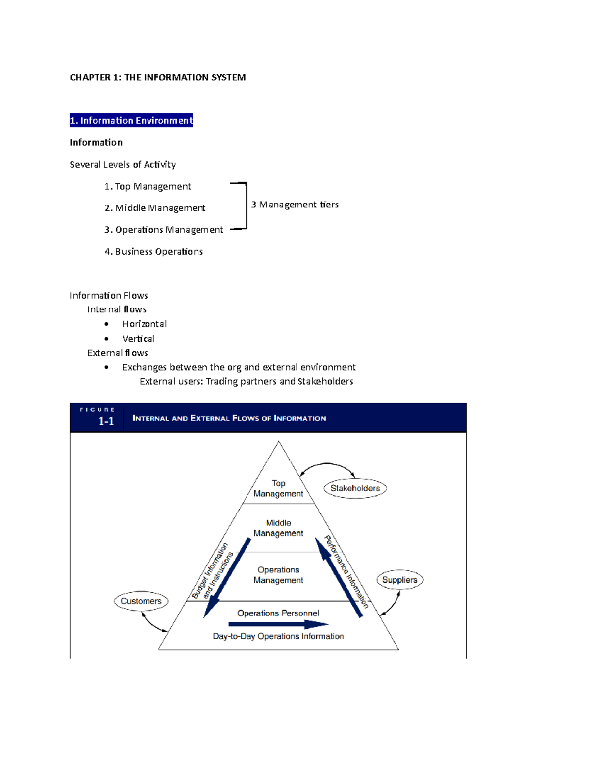 AIS - AIS - CHAPTER 1: THE INFORMATION SYSTEM Information Environment ...