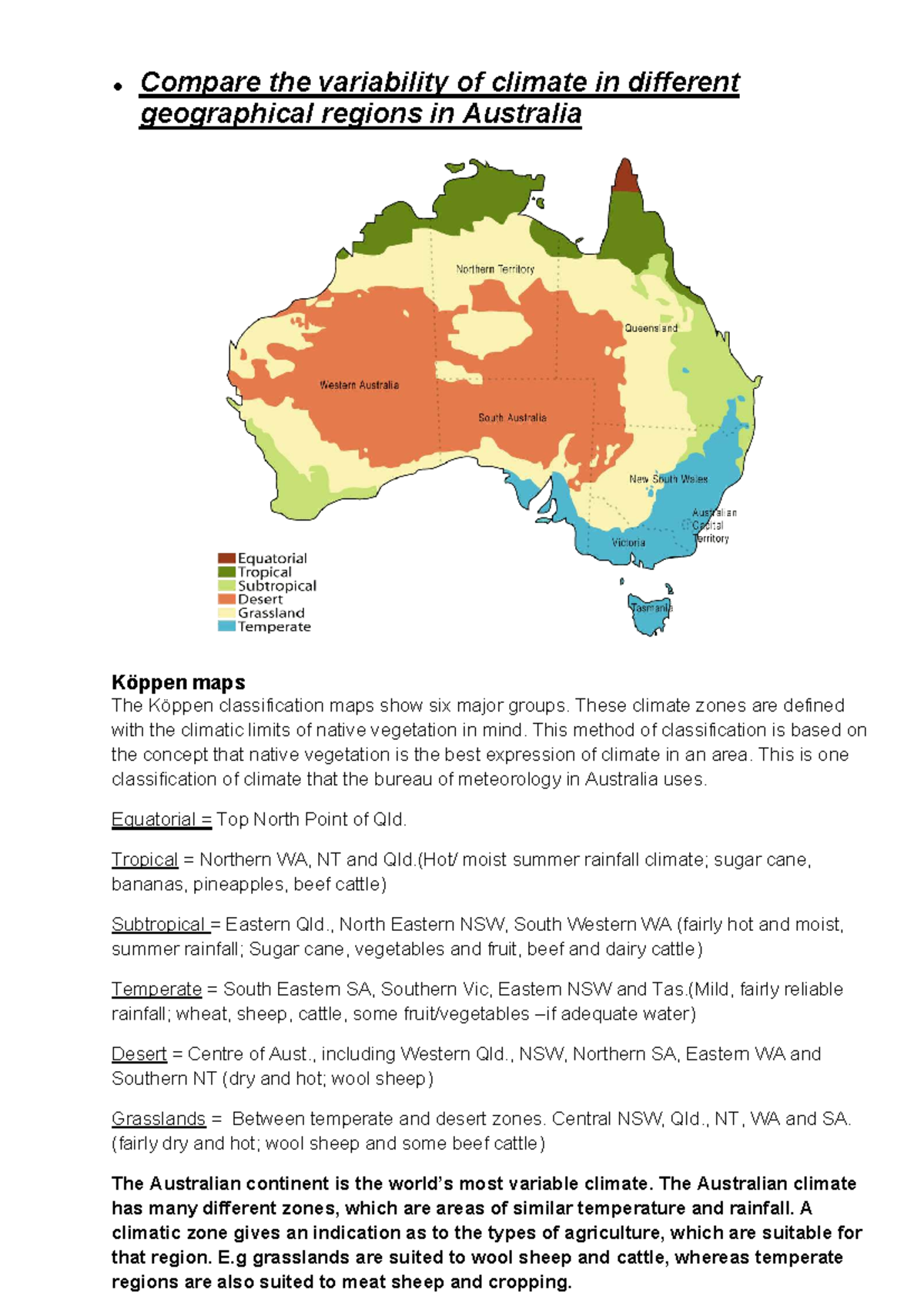Climate Challenge Notes 2018: Variability of Australian Climate - Studocu