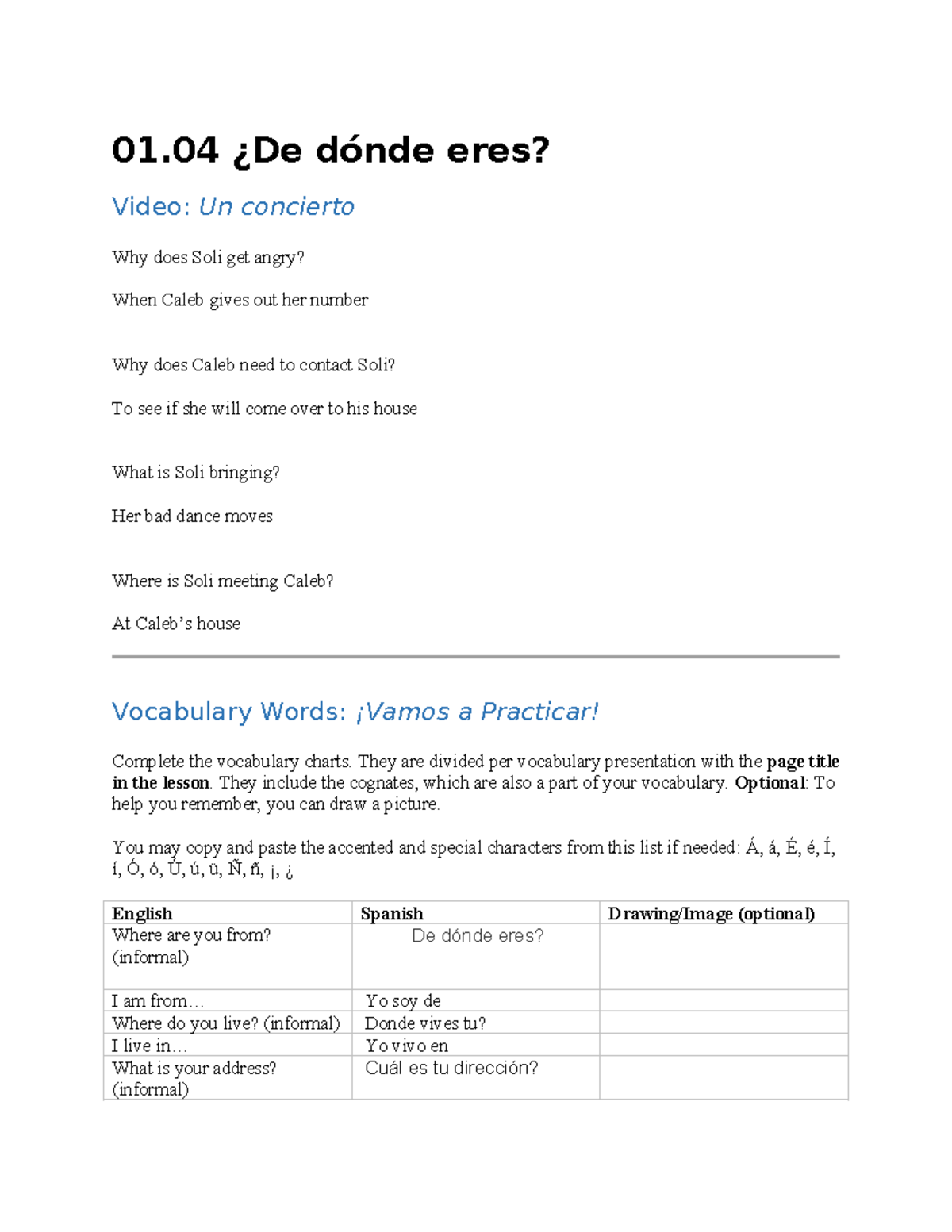 01.04 FLVS Spanish Lesson 1.04 Notes: Vocabulary and Culture Insights ...