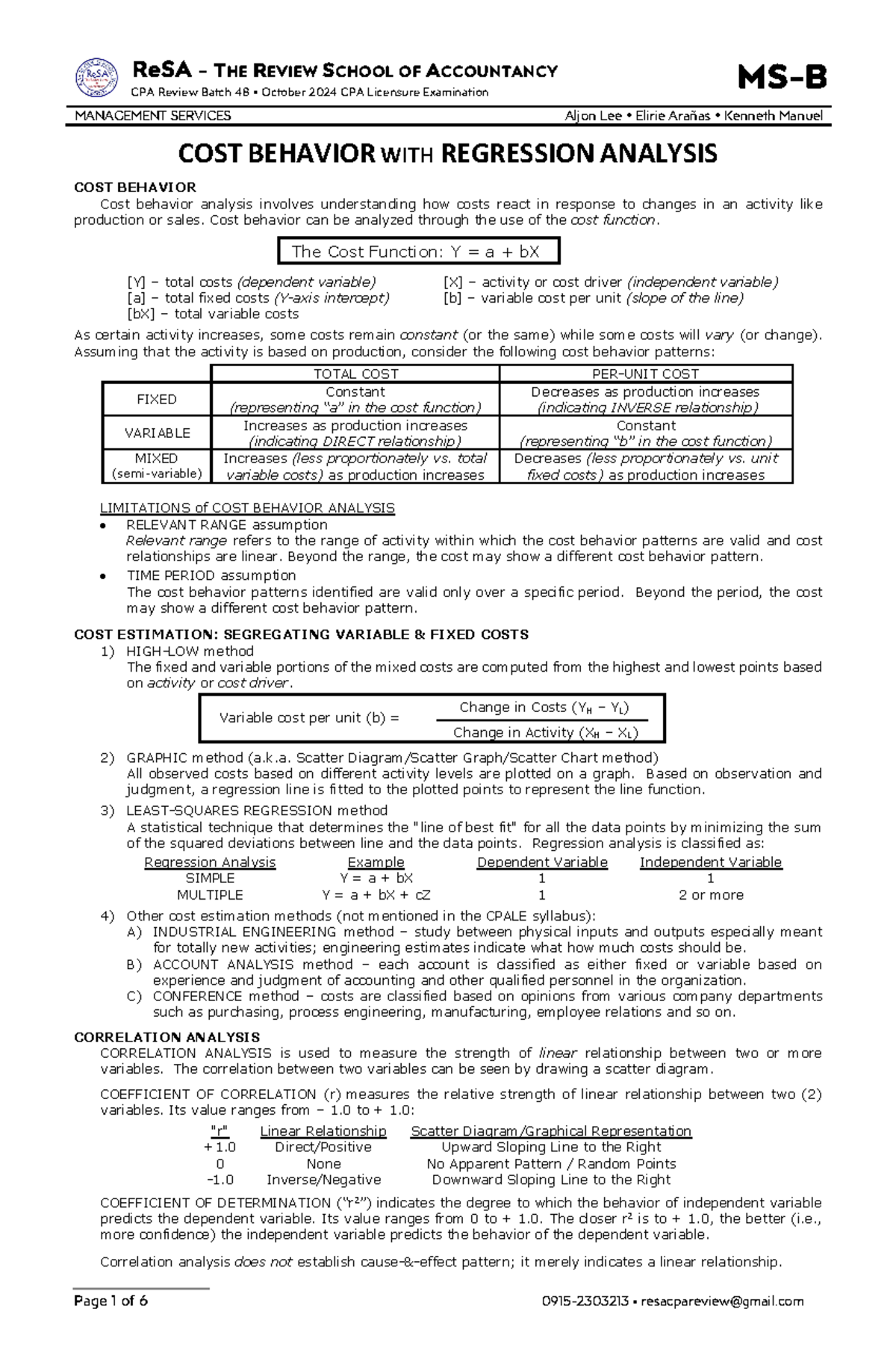 MS-B: Cost Behavior Analysis & Regression Techniques in Accounting ...