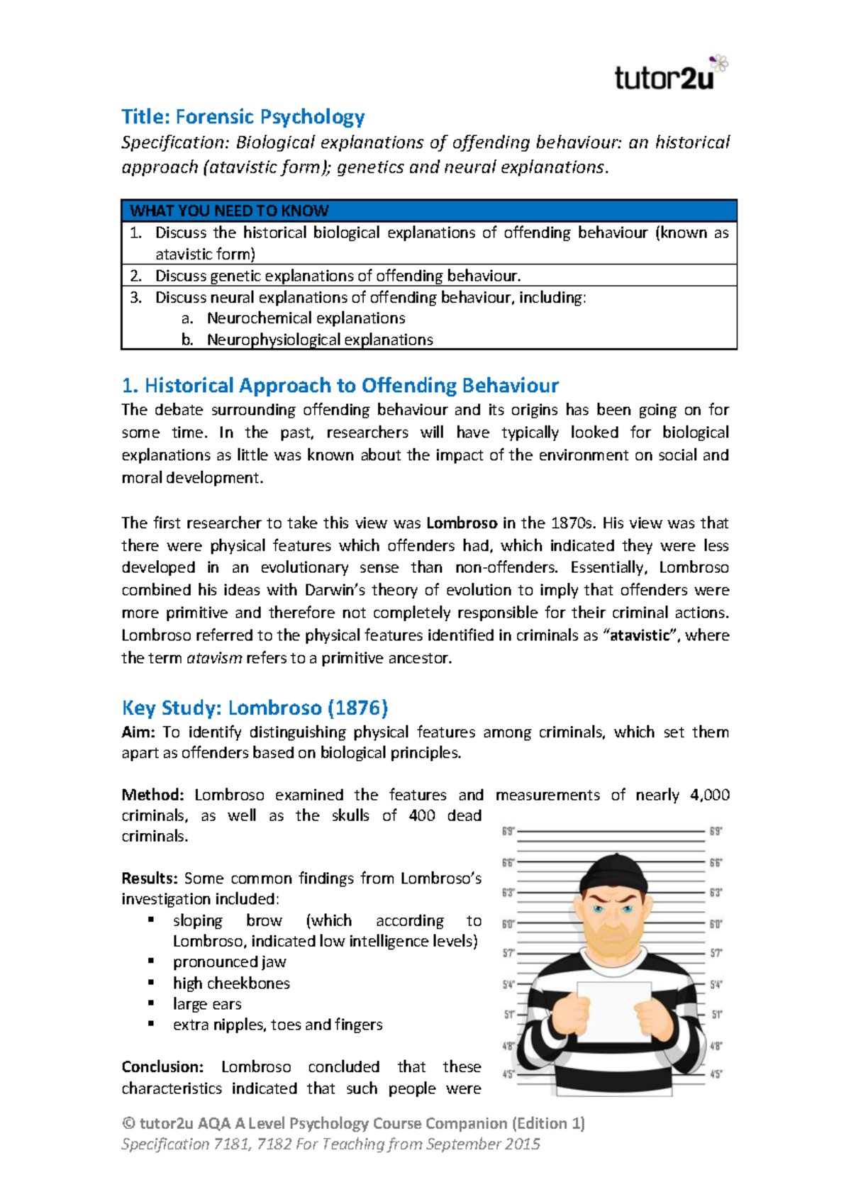 AQA A Level Psychology: Biological Explanations of Offending Behaviour ...