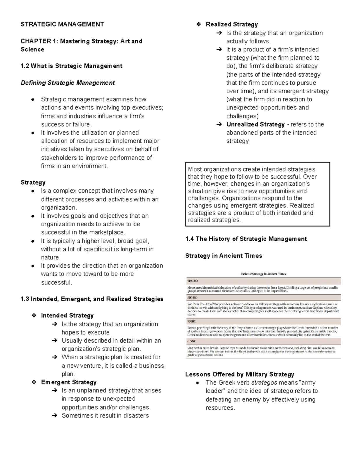 STRATEGIC MANAGEMENT CHAPTER 1: Mastering Strategy Concepts and ...