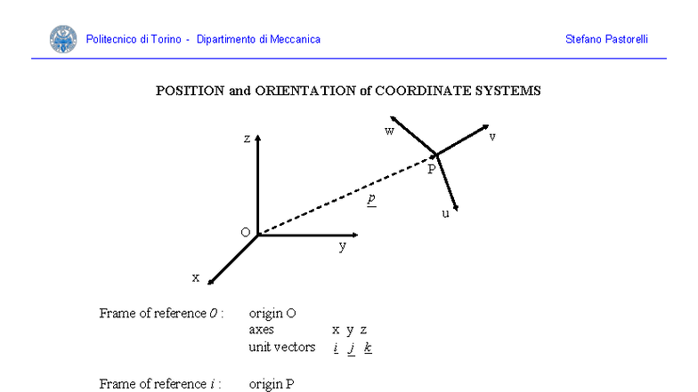 Coordinate Systems - Theory (Politecnico di Torino) - Studocu