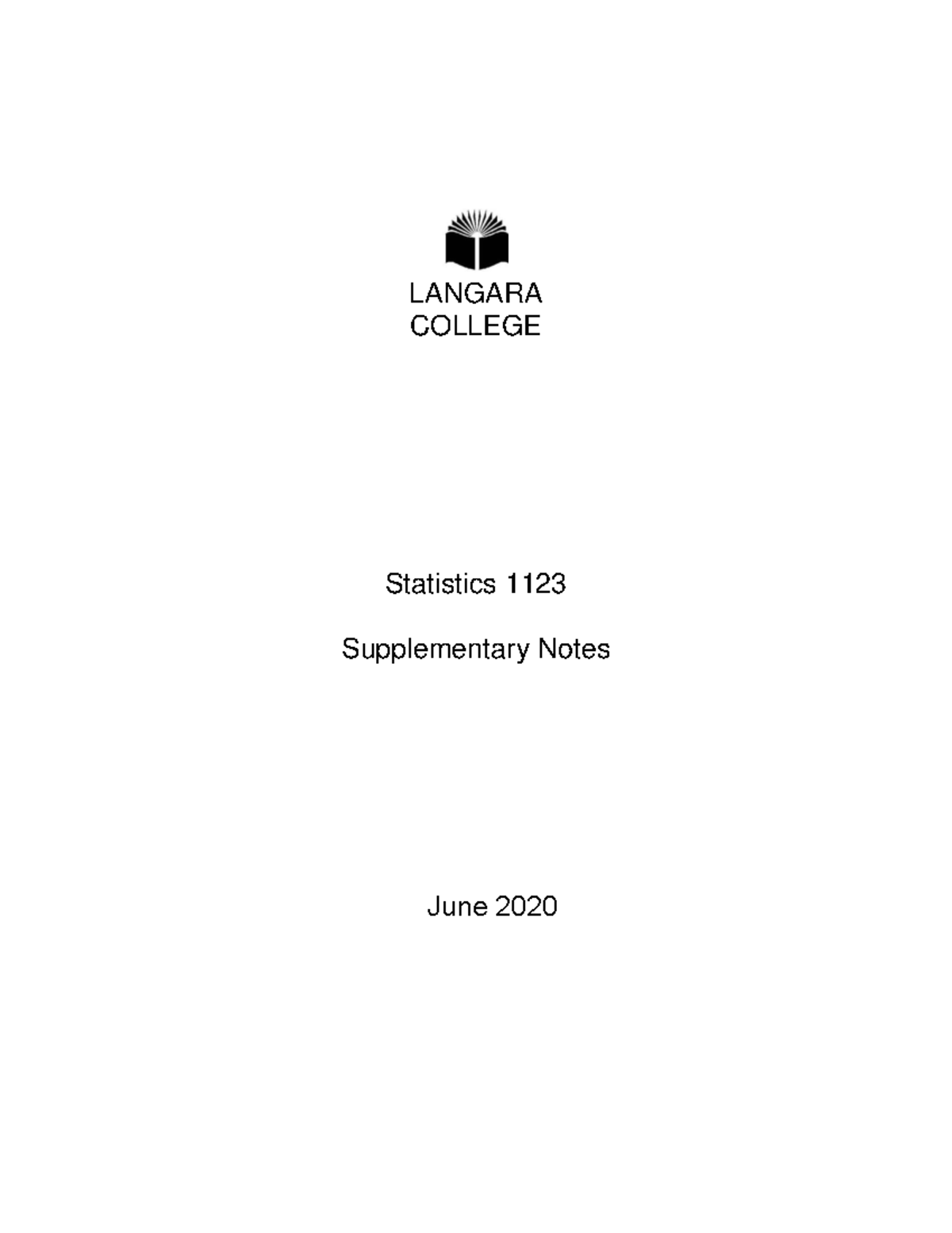 S1123 Supplementary Notes - LANGARA COLLEGE Statistics 1123 ...