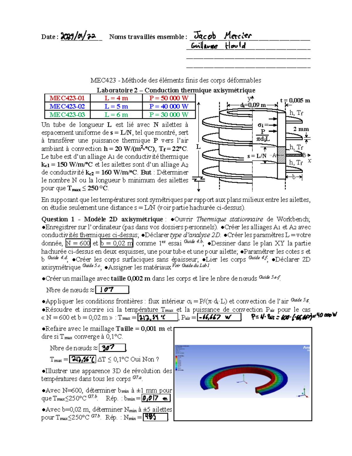 MEC423 Lab2 - Axisymmetric Thermal Conduction Analysis Report - Studocu