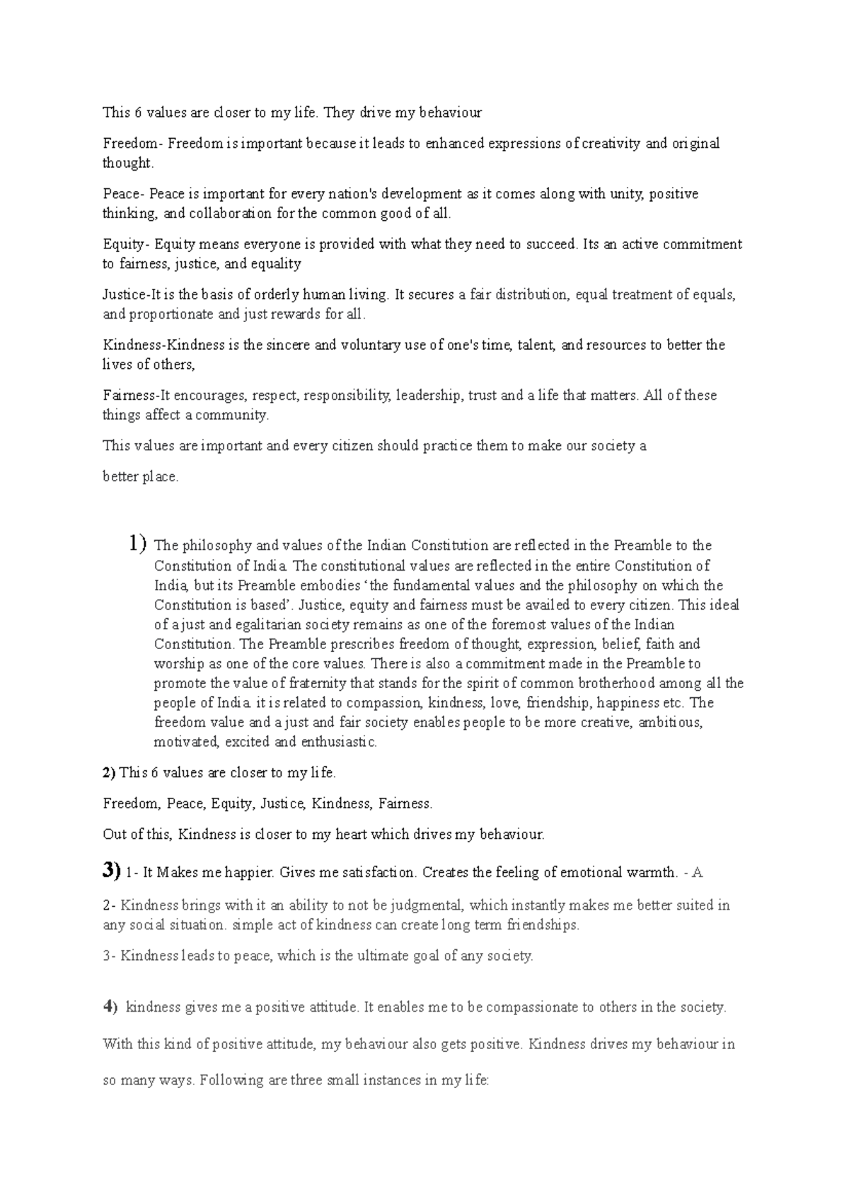 BGS Final Exam: Reflecting on Six Core Values in My Life - Studocu