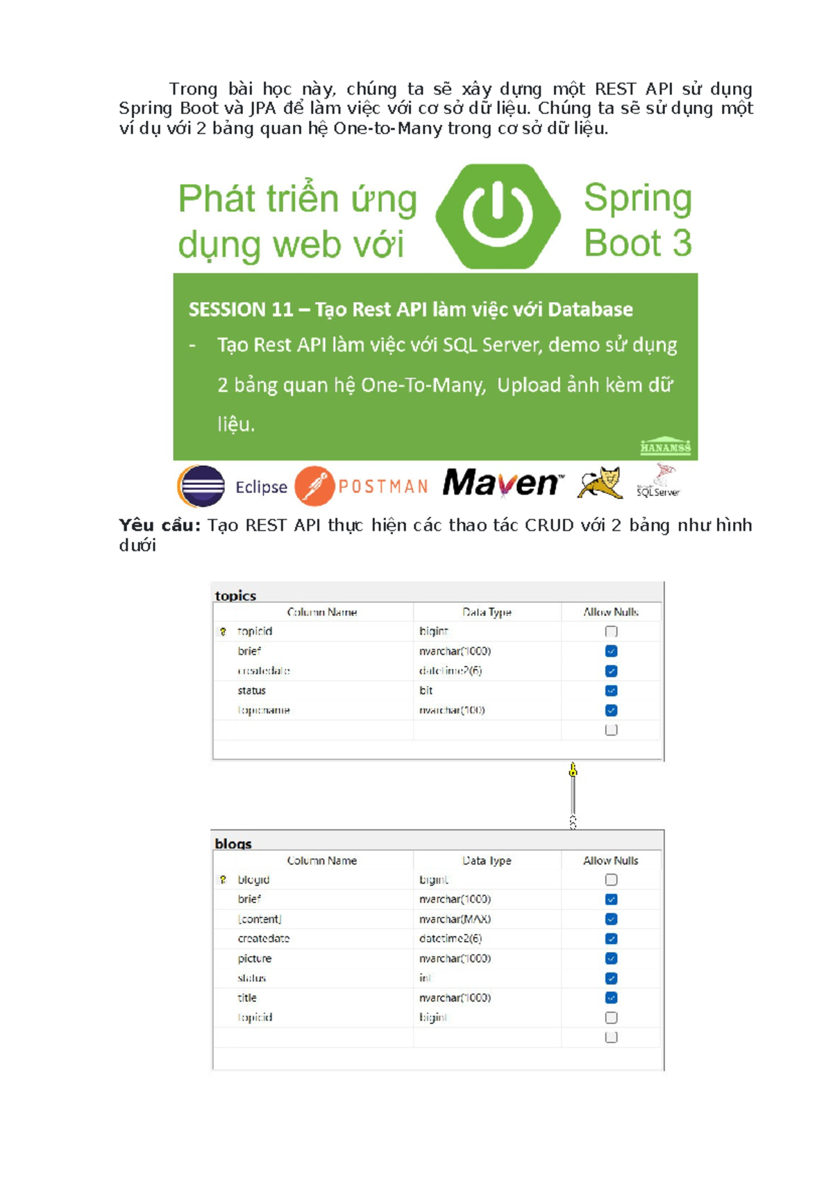 Lab11: Tạo REST API trong Spring Boot với JPA và CRUD Operations - Studocu