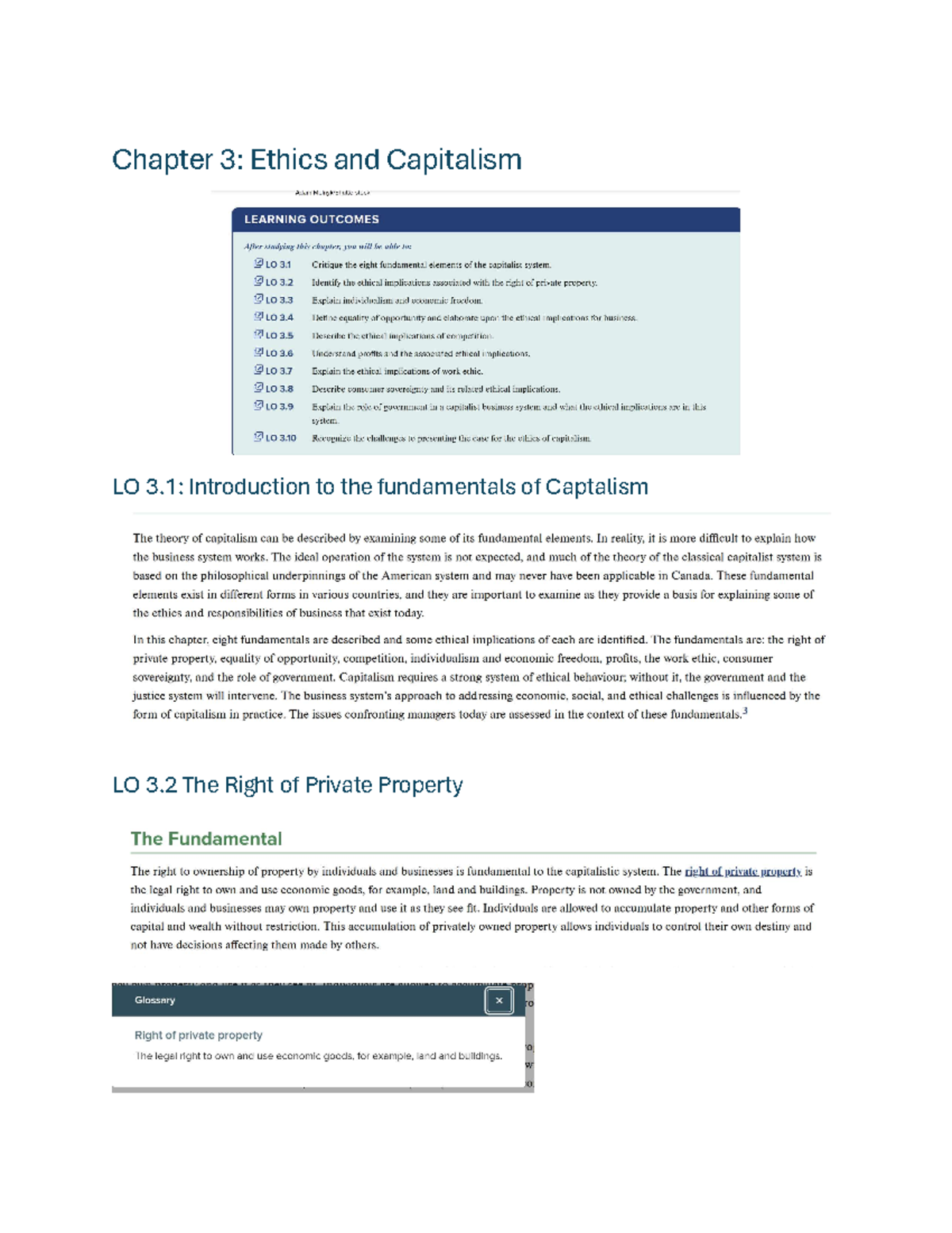 Ch 3 note - quiz - COMM 216 - Chapter 3: Ethics and Capitalism LO 3 ...