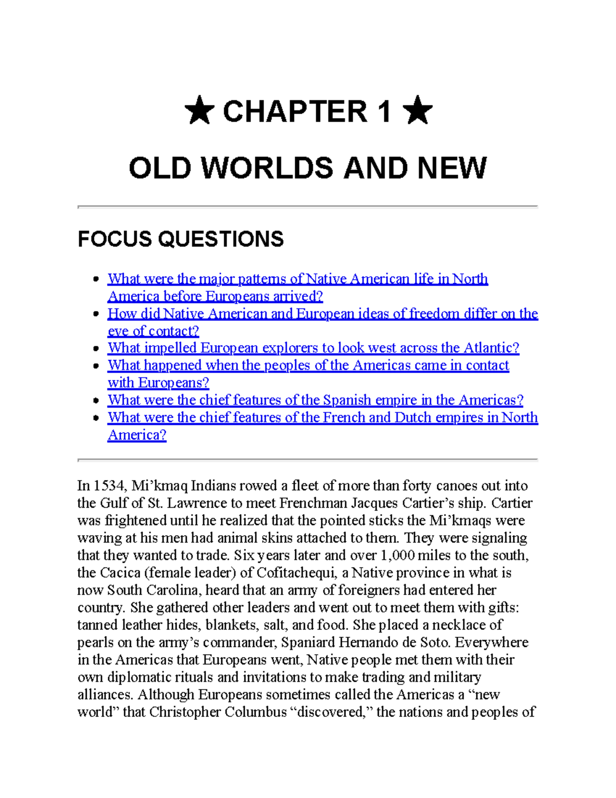 Give Me Liberty (7th Ed) Foner Chapter 1 Study Notes