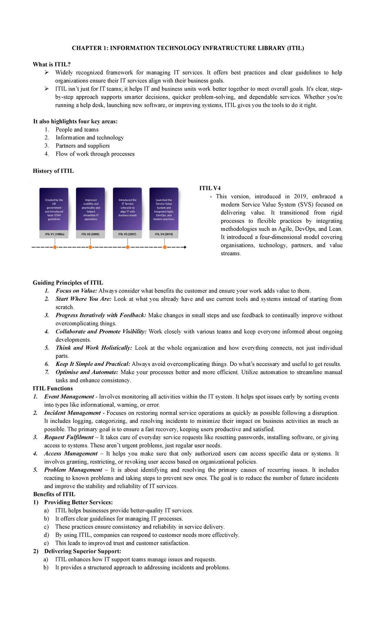 Chapter 1: ITIL Framework Overview for AIS 5 - Studocu