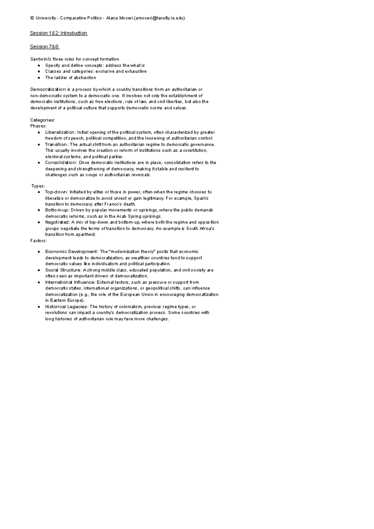 Comparative Politics: Key Concepts & Phases of Democratization - Studocu