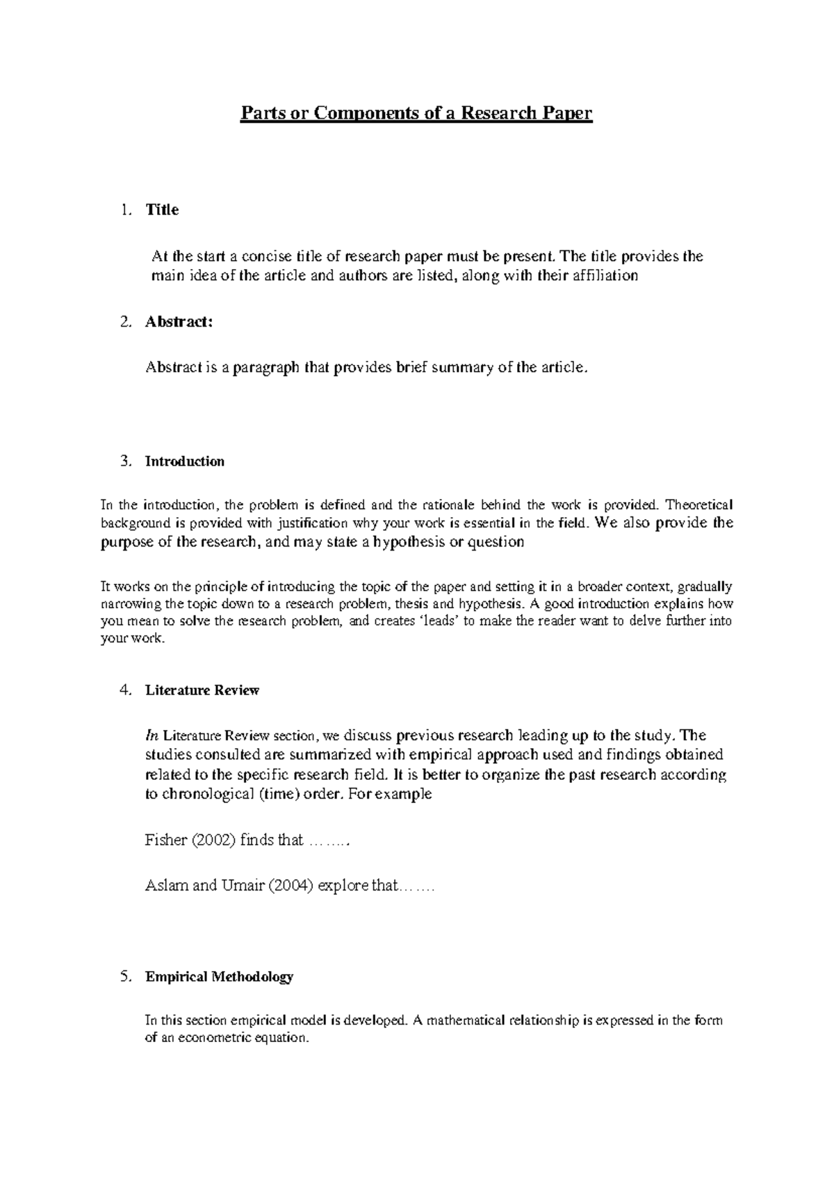 Components of a Research Paper: Structure & Methodology Guide - Studocu