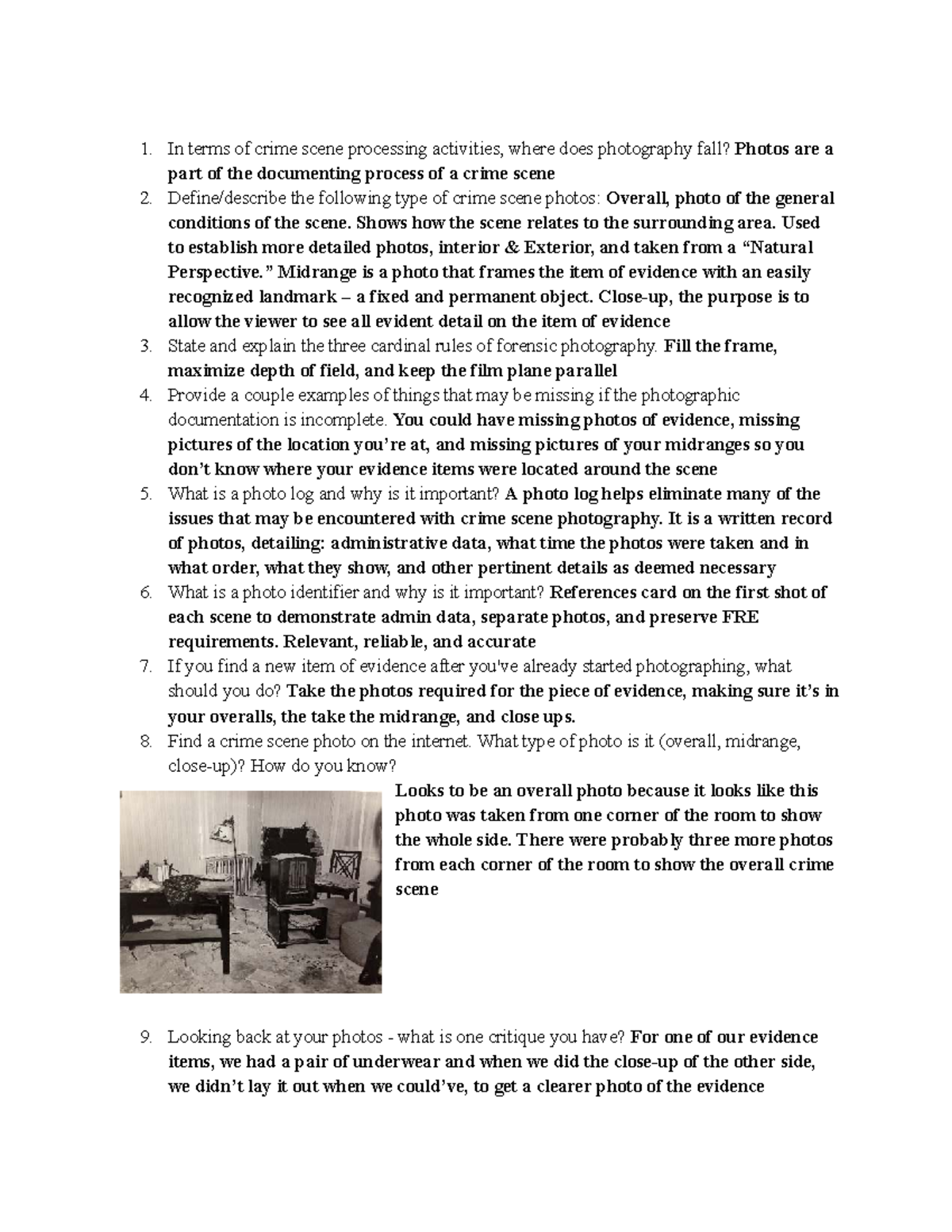 Photographic Evidence Examples