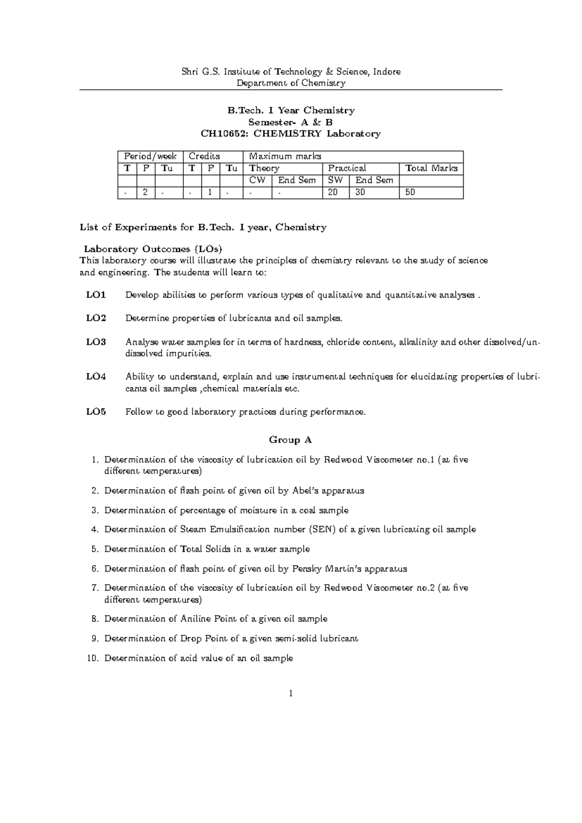 Viva Questions and Solutions for B.Tech Chemistry CH10652 Laboratory ...